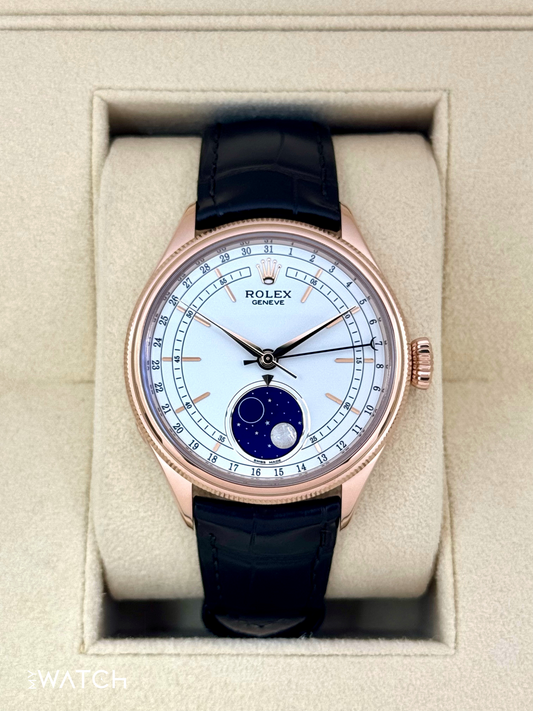 2022 Rolex Cellini Moonphase 39mm 50535 Rose Gold White Dial - MyWatchLLC