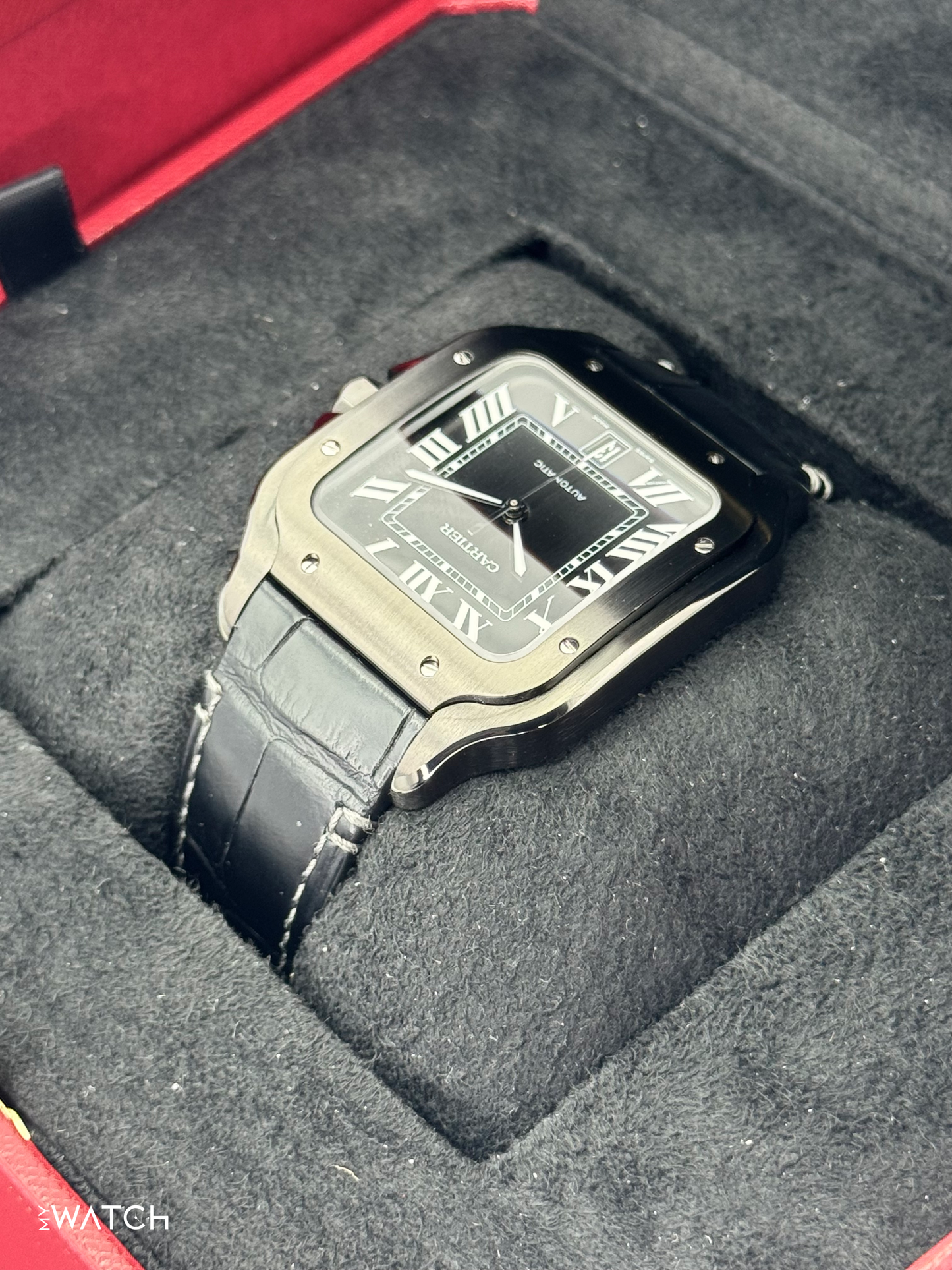 2024 Cartier Santos De Cartier 39.8mm WSSA0039 Black Steel Black Dial - MyWatchLLC