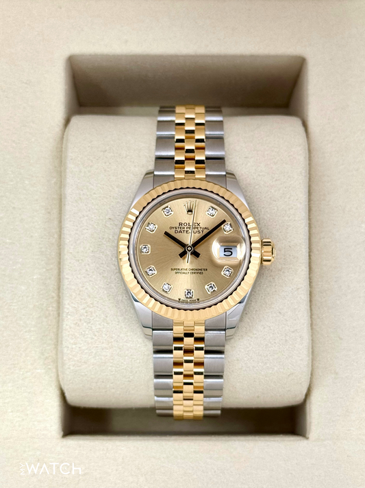 NEW 2025 Rolex Lady Datejust 28mm 279173 Jubilee Champagne Diamond Dial - MyWatchLLC