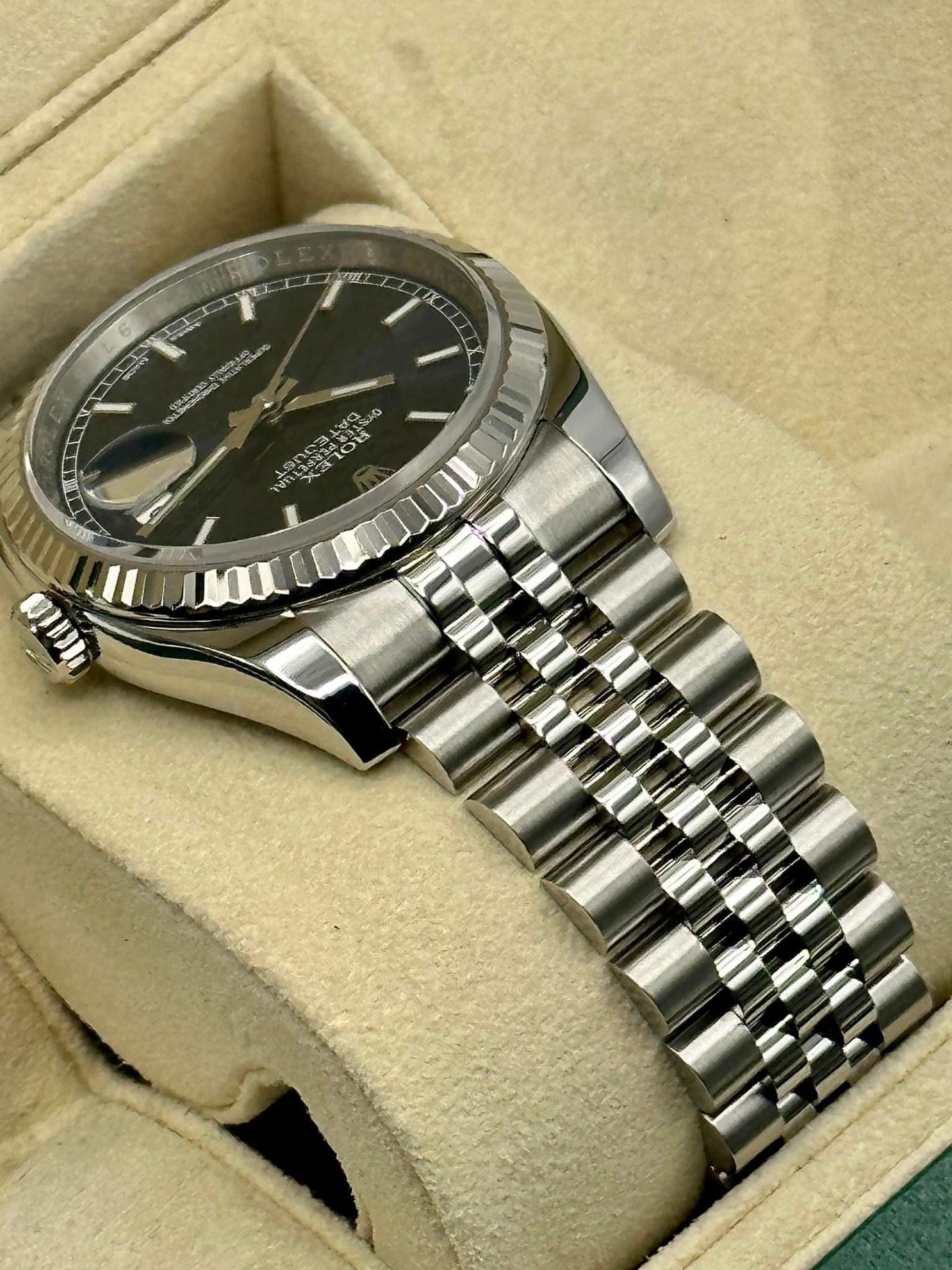 2018 Rolex Datejust 36mm 116234 Jubilee Blue Stick Roulette Date Dial - MyWatchLLC