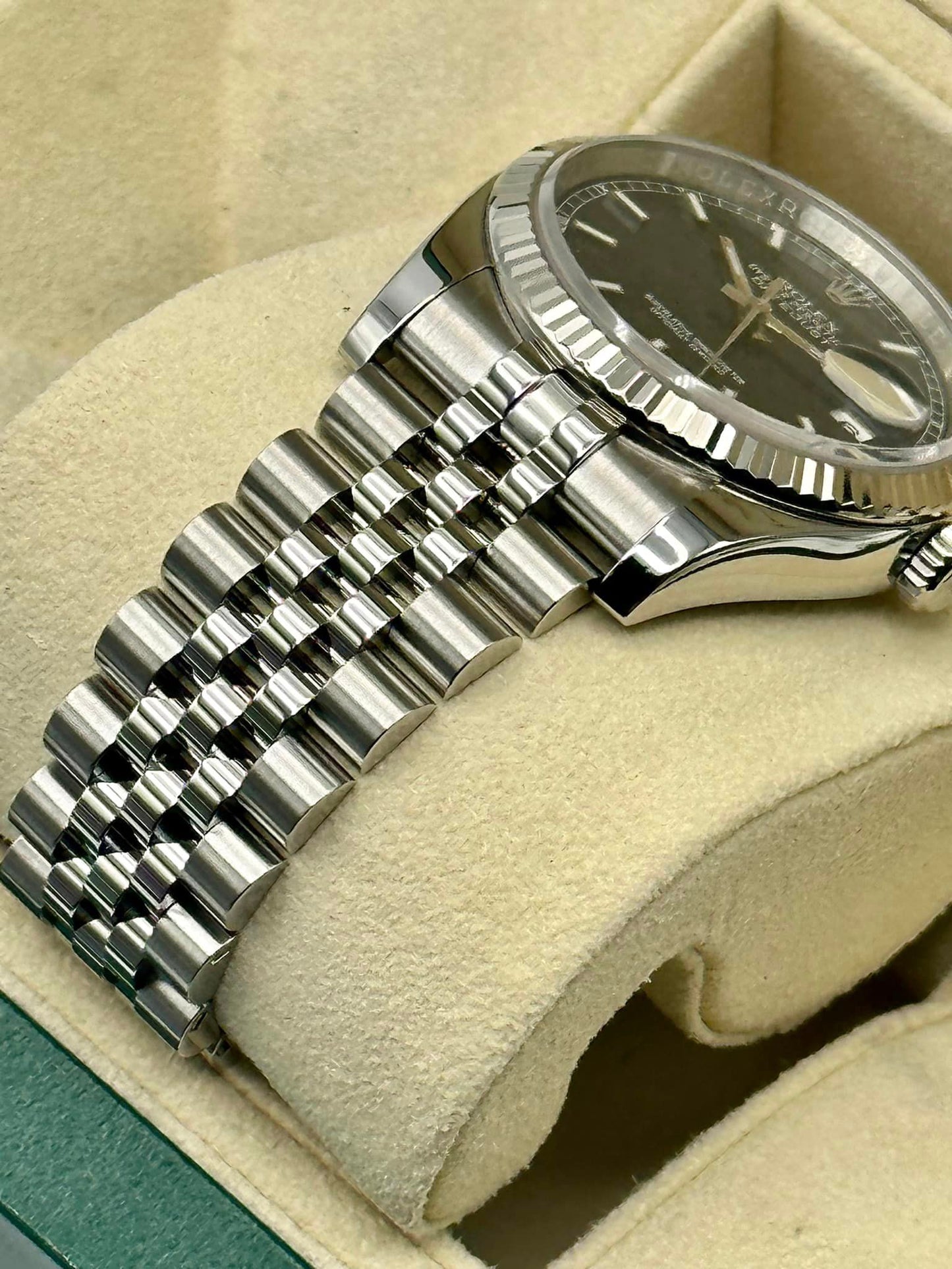 2018 Rolex Datejust 36mm 116234 Jubilee Blue Stick Roulette Date Dial - MyWatchLLC