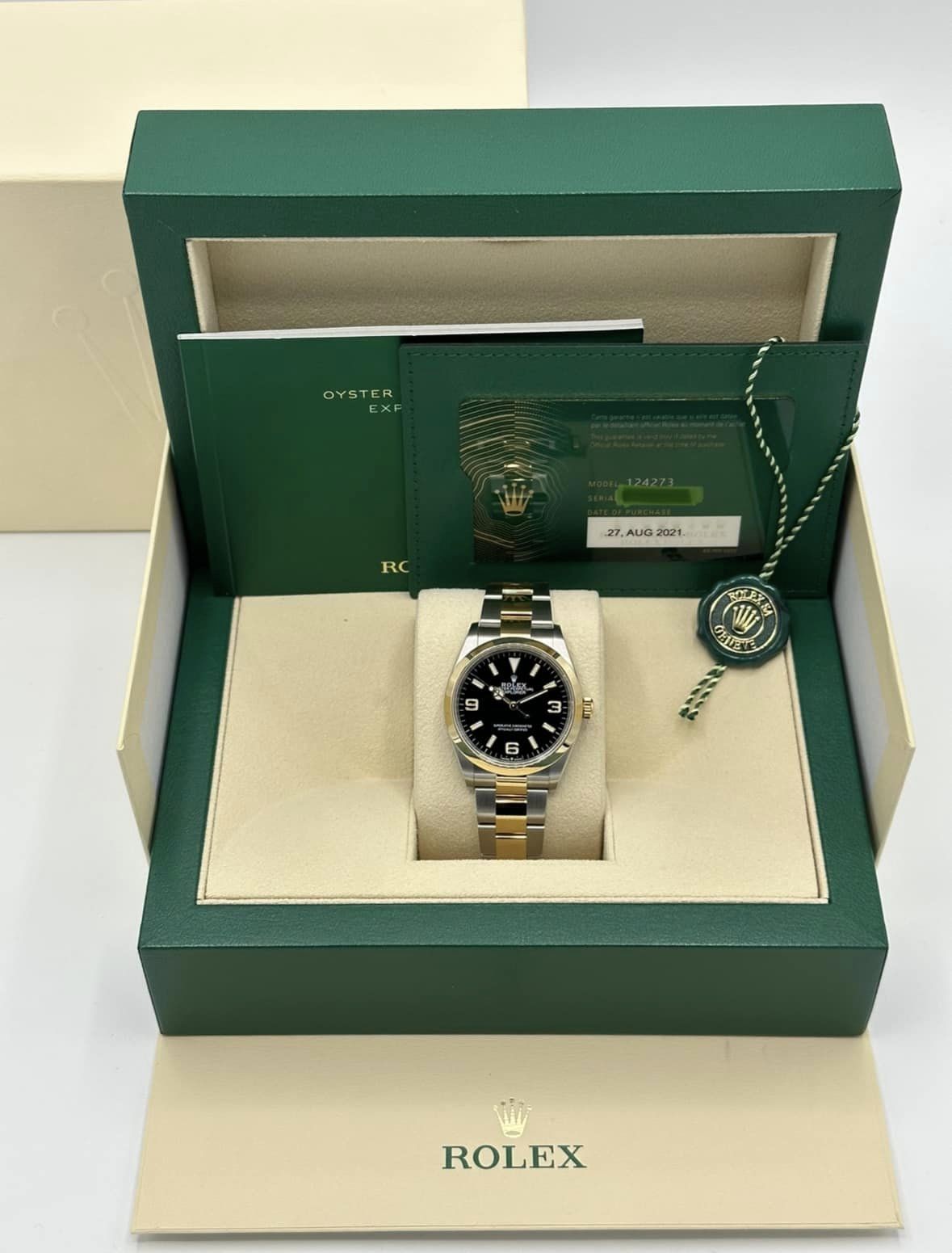 2021 Rolex Explorer 36mm 124273 Two-Tone Stainless Steel/Gold Black Dial - MyWatchLLC