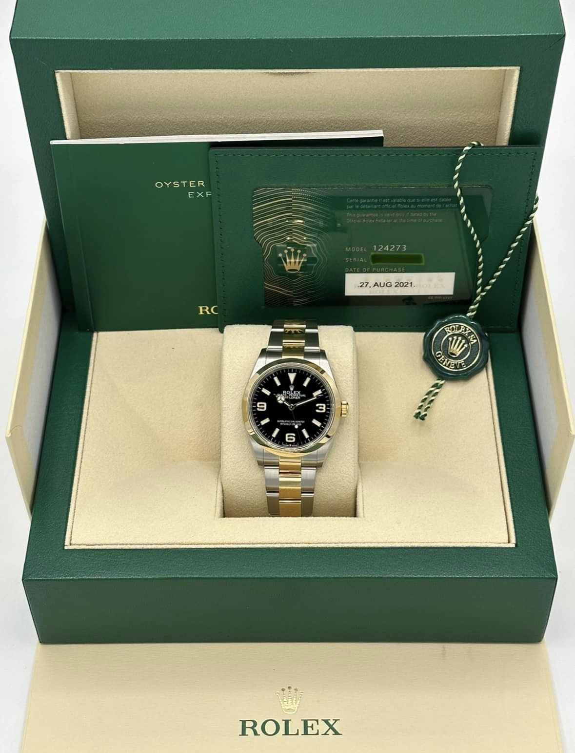 2021 Rolex Explorer 36mm 124273 Two-Tone Stainless Steel/Gold Black Dial - MyWatchLLC
