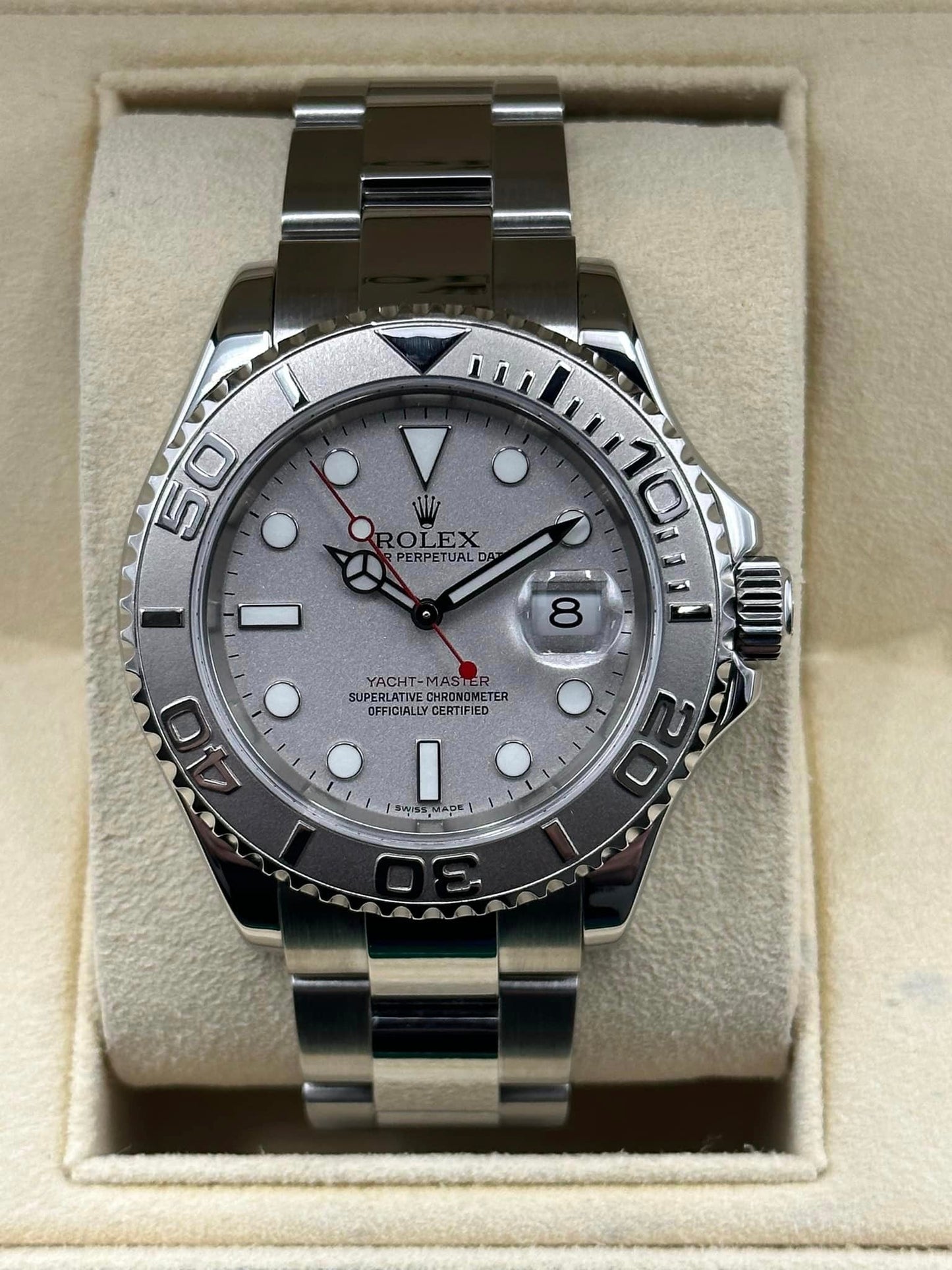 Rolex Yacht-Master 40mm 16622 Platinum Bezel Silver Dial - MyWatchLLC