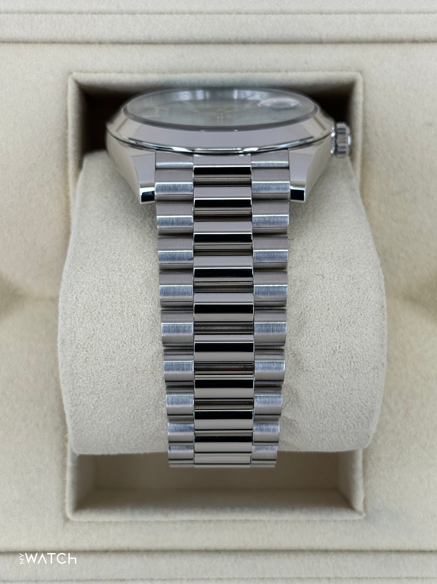 2024 Rolex Day-Date 40mm 228206 Platinum Blue Motif Dial - MyWatchLLC