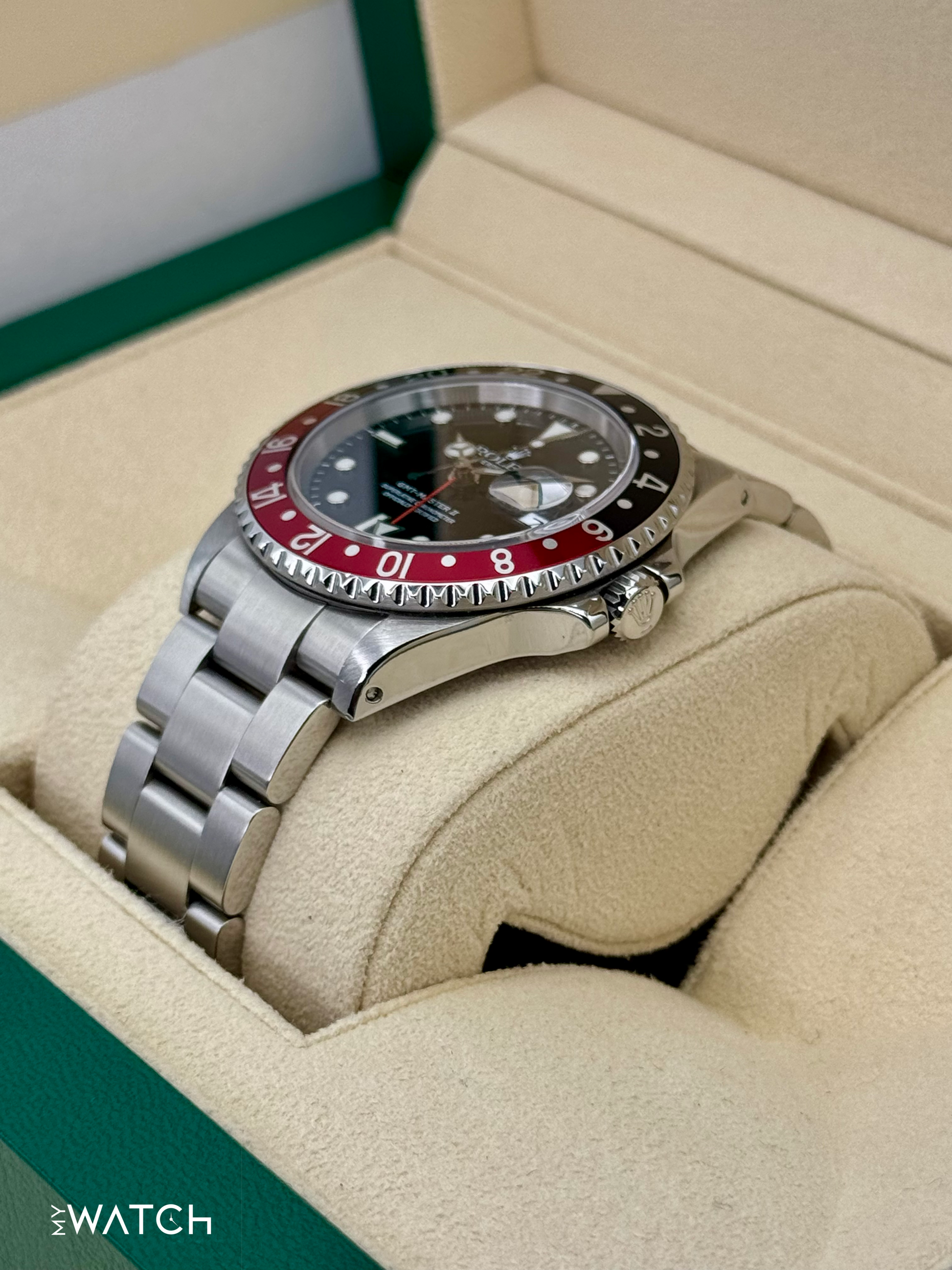 2001 Rolex GMT Master II "Coke" 40mm 16710 Stainless Steel Oyster Black Dial - MyWatchLLC
