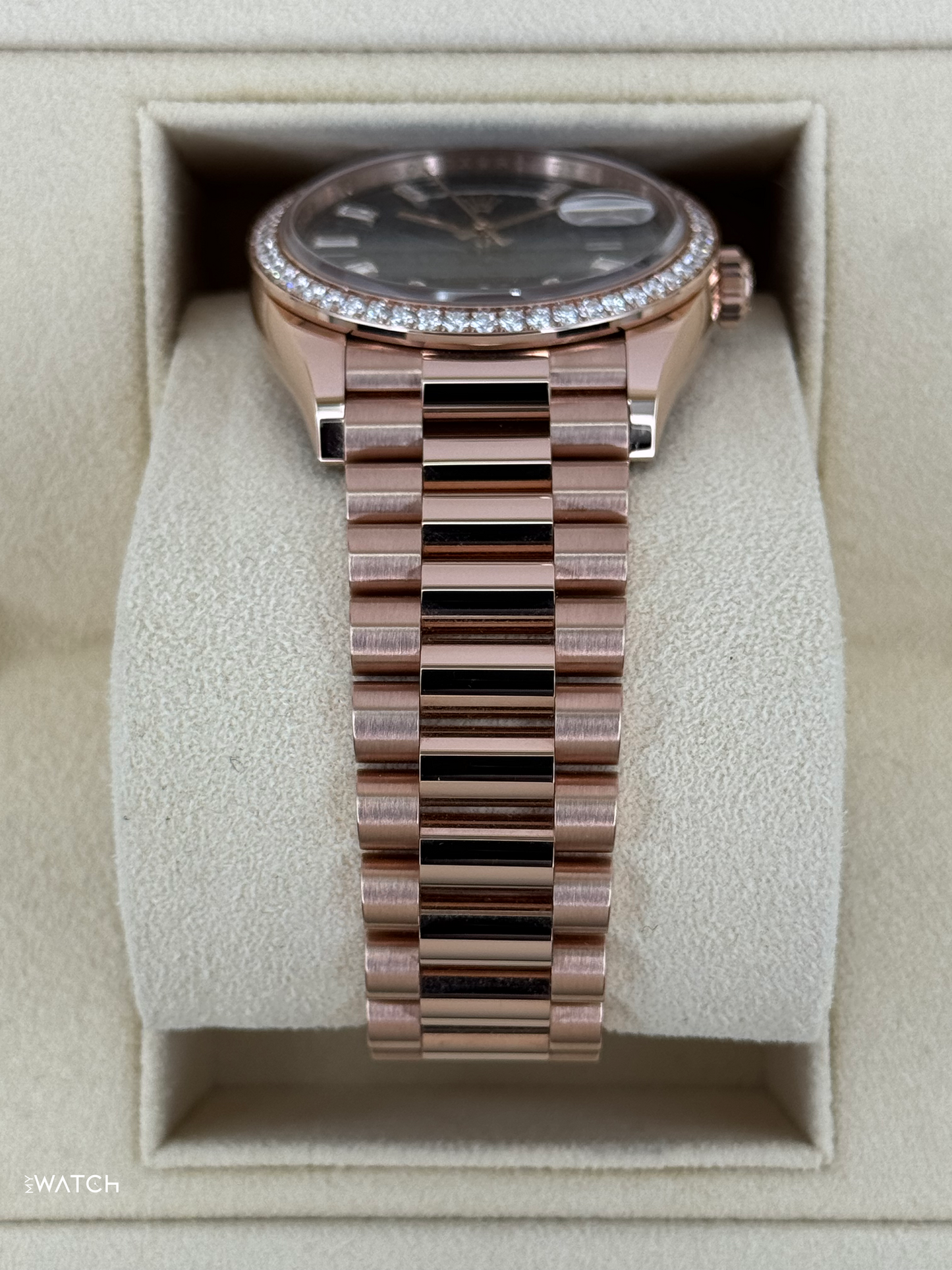 NEW 2025 Rolex Day-Date 36mm 128345RBR Rose Gold Blue Baguette Dial - MyWatchLLC