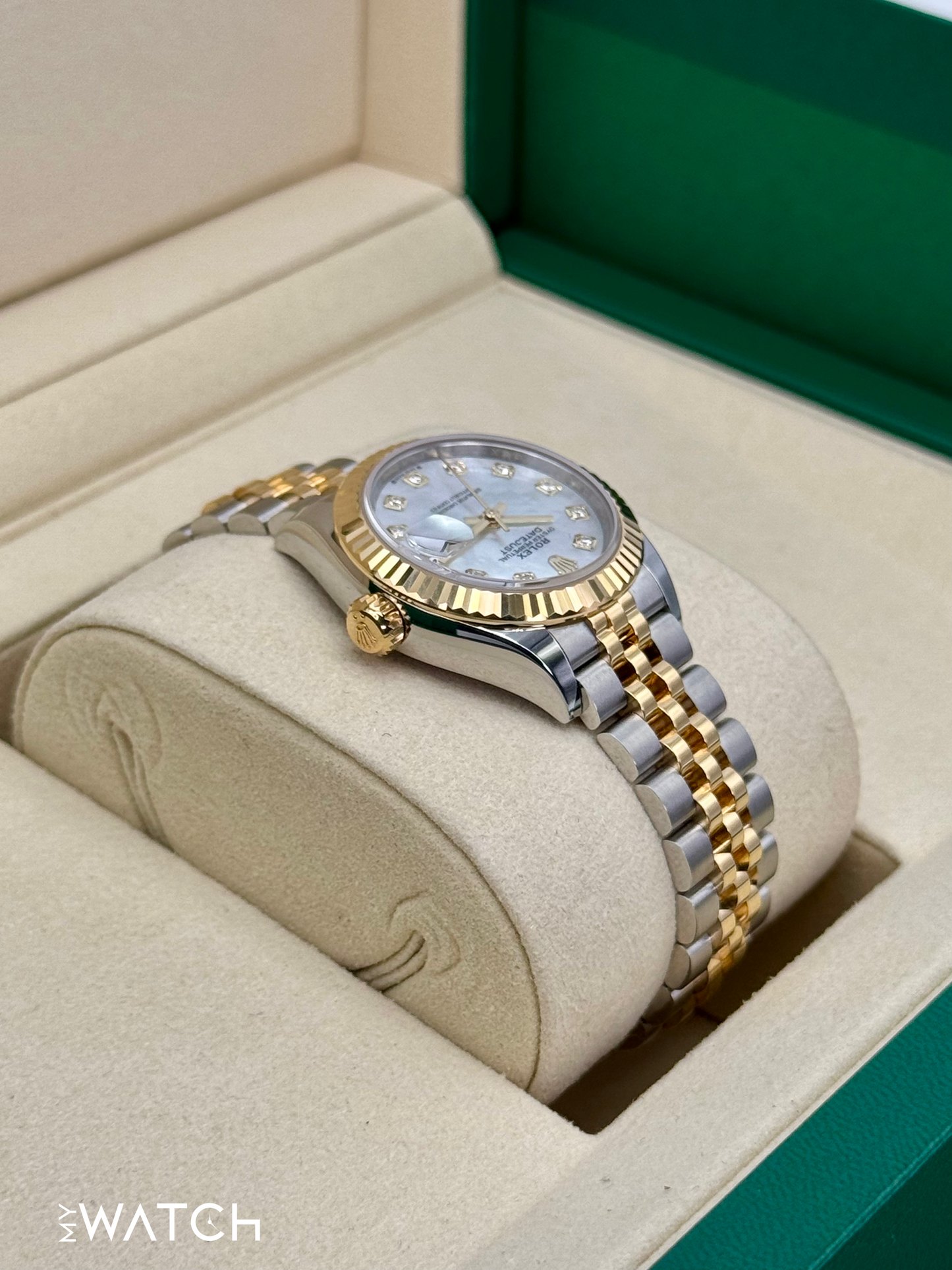 NEW 2025 Rolex Lady Datejust 28mm 279173 Jubilee MOP Diamond Dial - MyWatchLLC