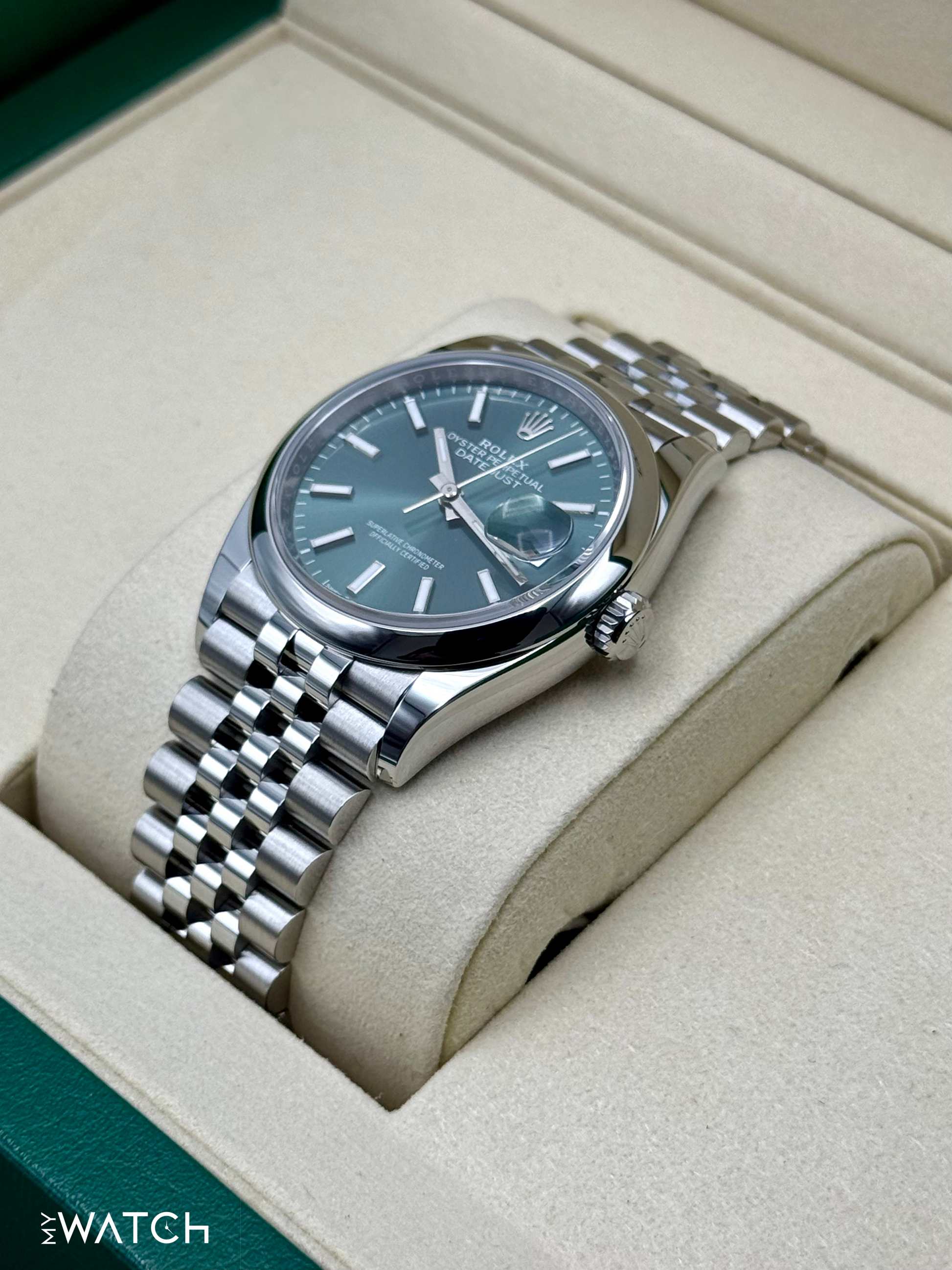 NEW 2025 Rolex Datejust 36mm 126200 Stainless Steel Jubilee Green Dial - MyWatchLLC