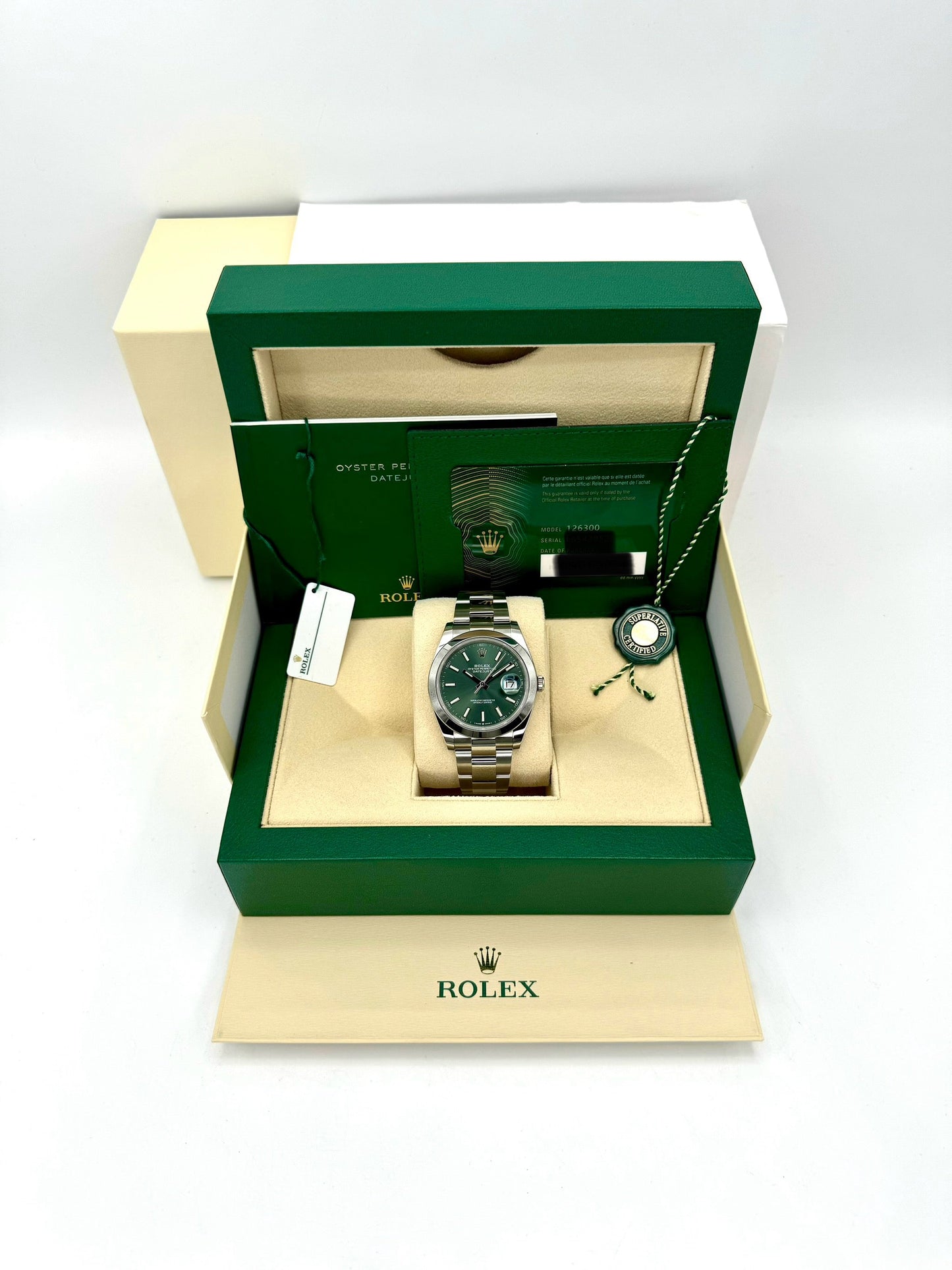 NEW 2024 Rolex Datejust 41mm 126300 Stainless Steel Oyster Green Dial - MyWatchLLC