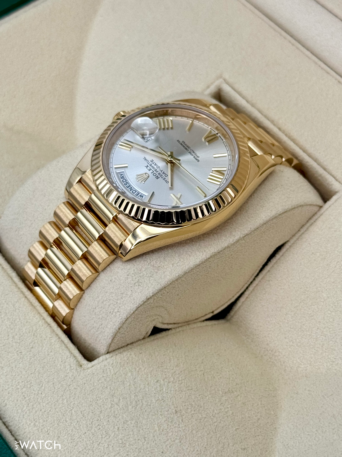 2023 Rolex Day-Date 40mm 228238 Presidential Silver Dial - MyWatchLLC