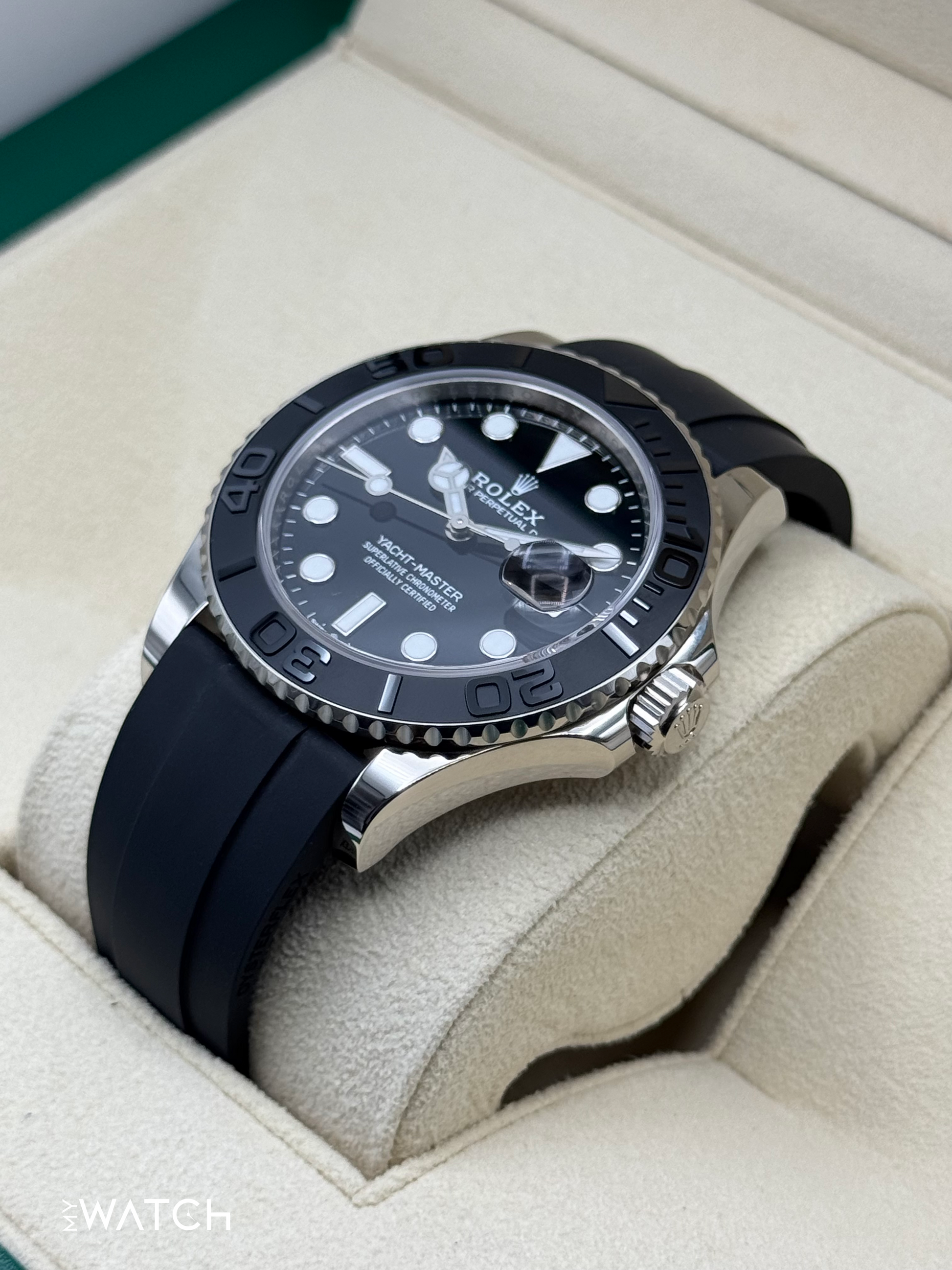 2024 Rolex Yacht-Master 42mm 226659 White Gold Oysterflex Black Dial - MyWatchLLC