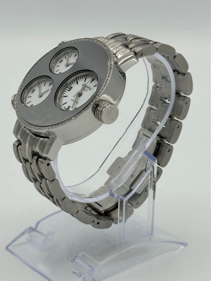 Pippo Perez Lifetime 43mm 012-0351 Stainless Steel Pave Diamond Bezel - MyWatchLLC