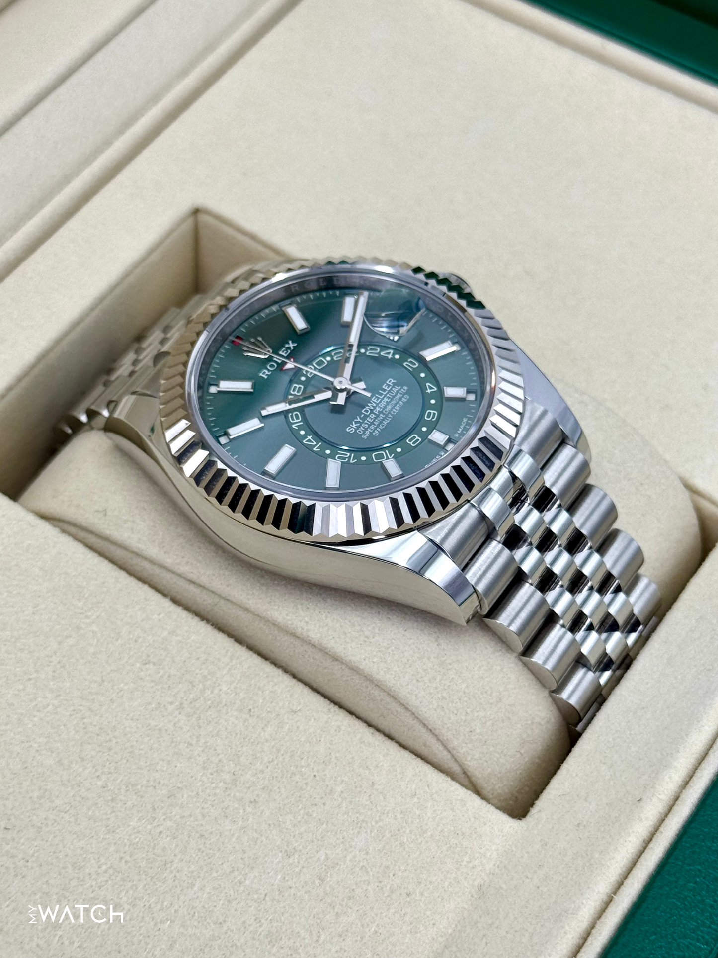 NEW 2025 Rolex Sky-Dweller 42mm 336934 Jubilee Green Dial - MyWatchLLC