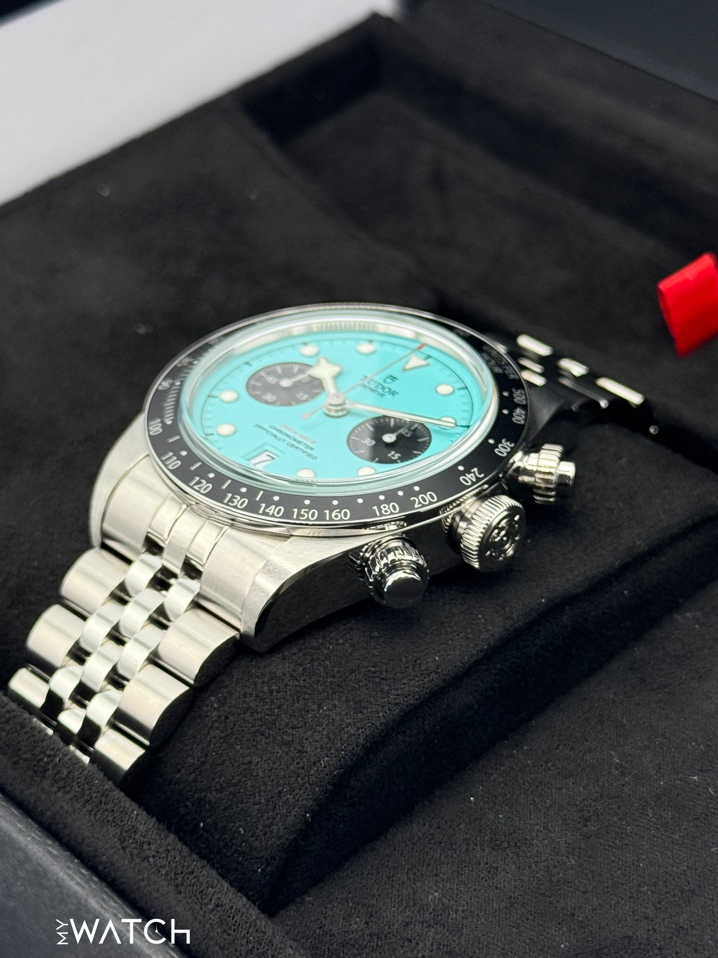 NEW 2025 Tudor Black Bay Chrono 41mm 79360N Flamingo Blue Dial - MyWatchLLC