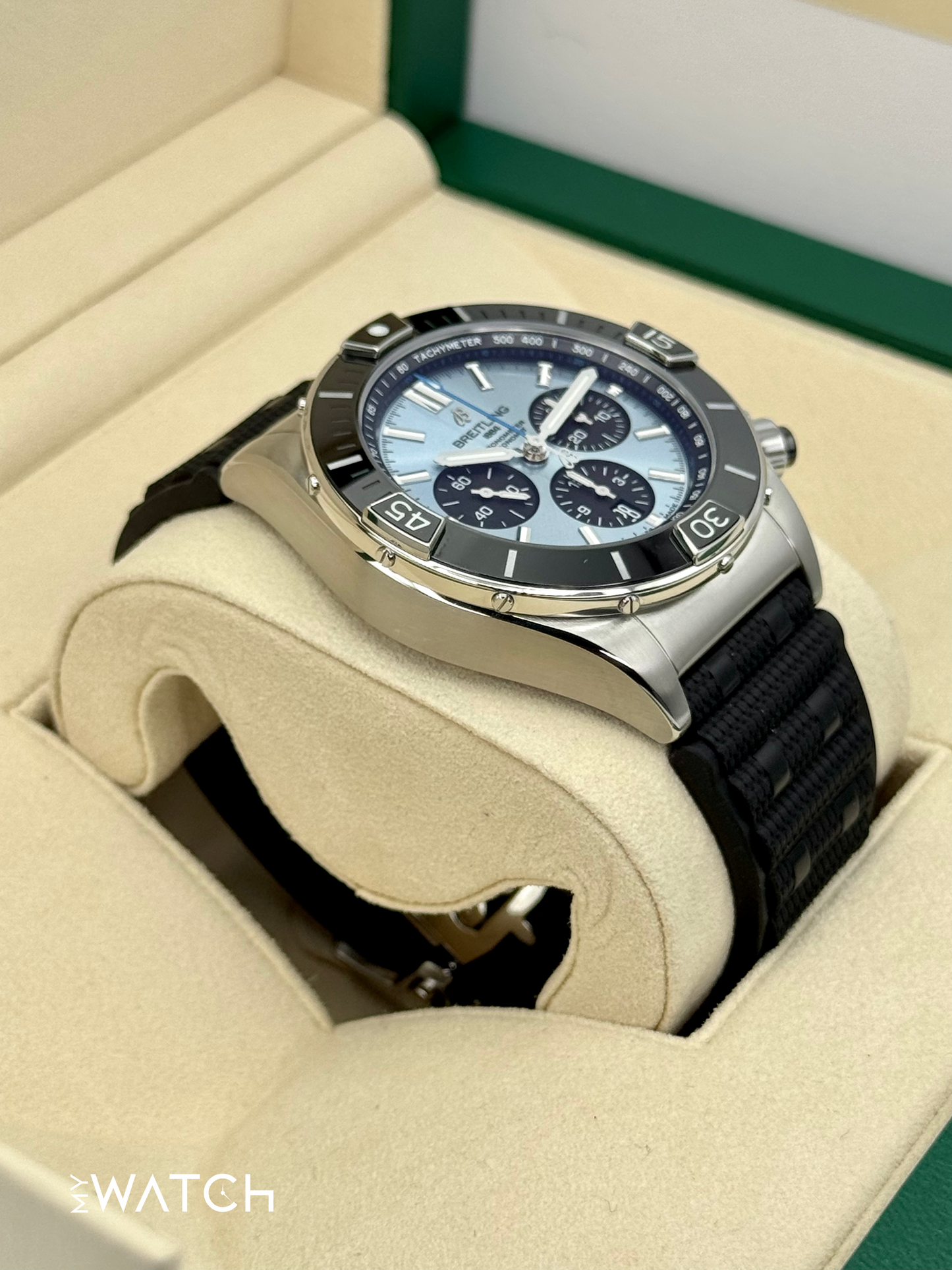 2024 Breitling Super Chronomat B01 44 PB01362 Stainless Steel Blue Dial - MyWatchLLC