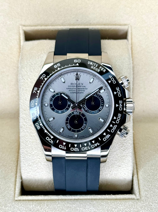 2018 Rolex Daytona 40mm 116519LN White Gold Oysterflex Grey Ghost Dial - MyWatchLLC
