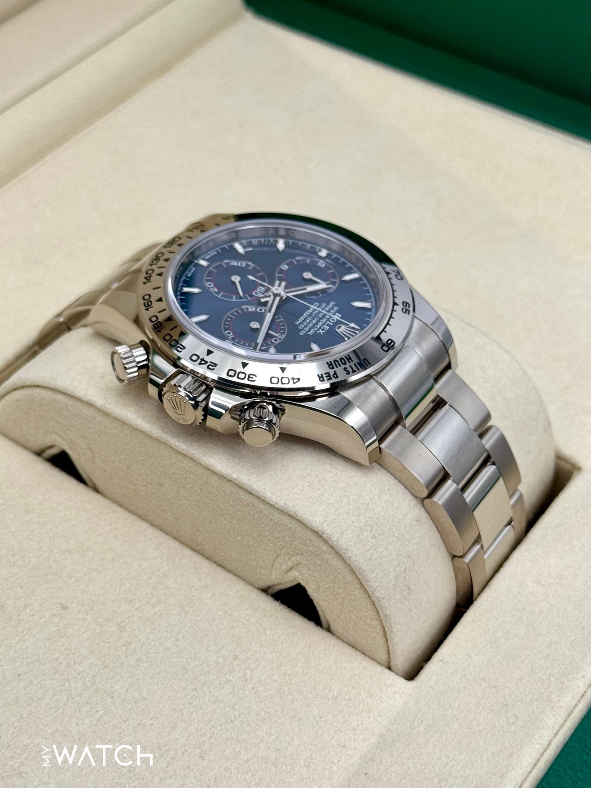 NEW 2025 Rolex Daytona 40mm 126509 White Gold Blue Dial - MyWatchLLC