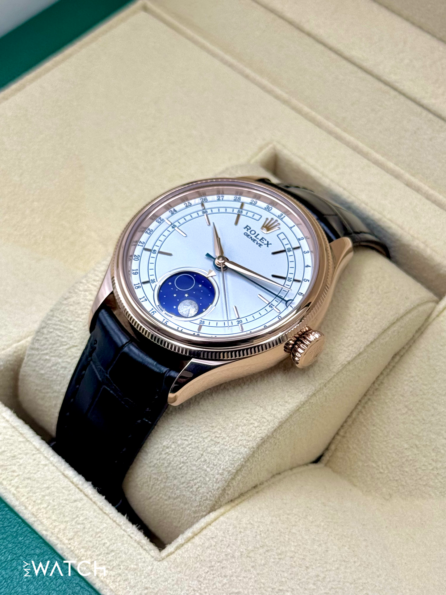 2022 Rolex Cellini Moonphase 39mm 50535 Rose Gold White Dial - MyWatchLLC