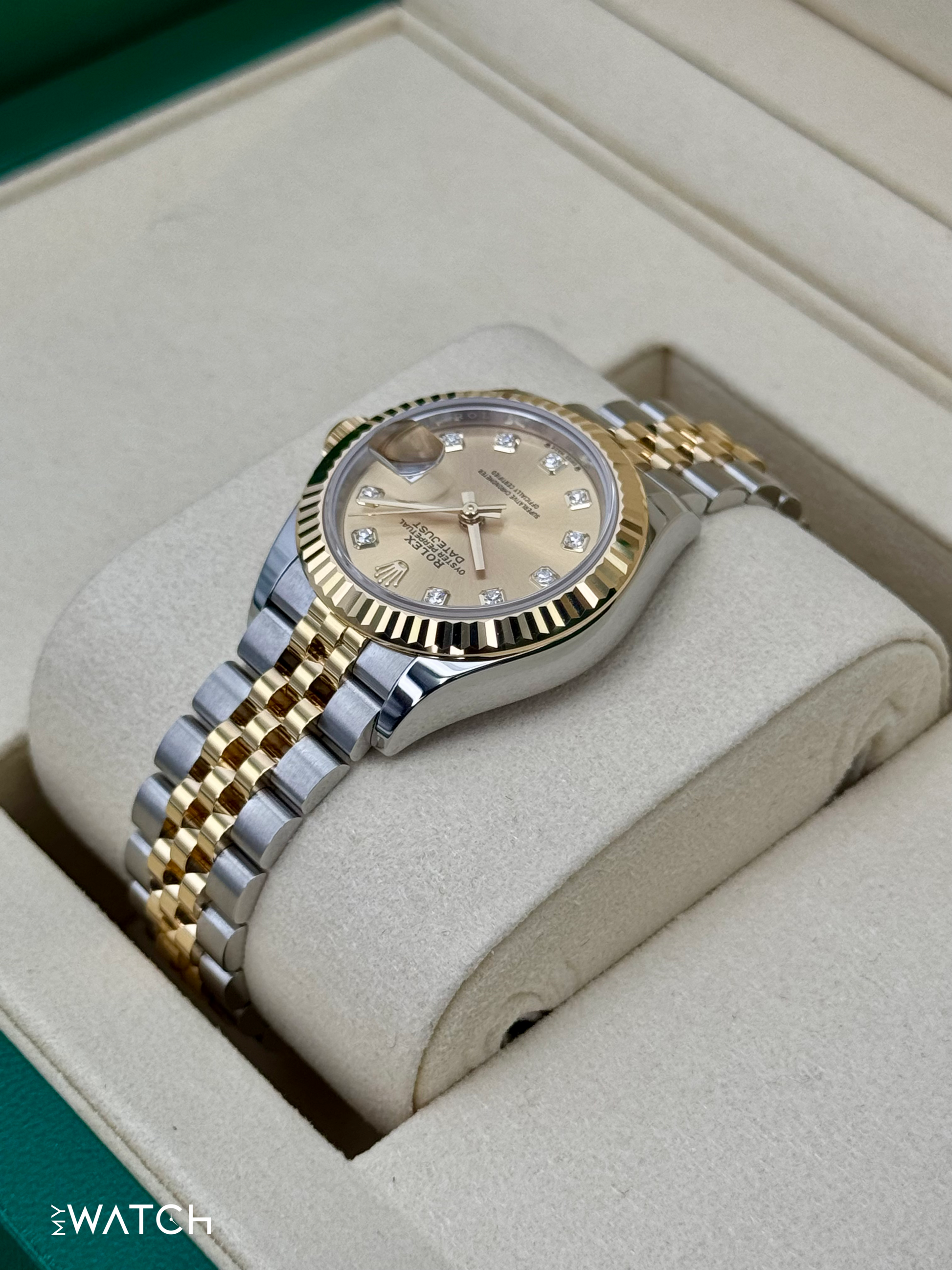 NEW 2025 Rolex Lady Datejust 28mm 279173 Jubilee Champagne Diamond Dial - MyWatchLLC