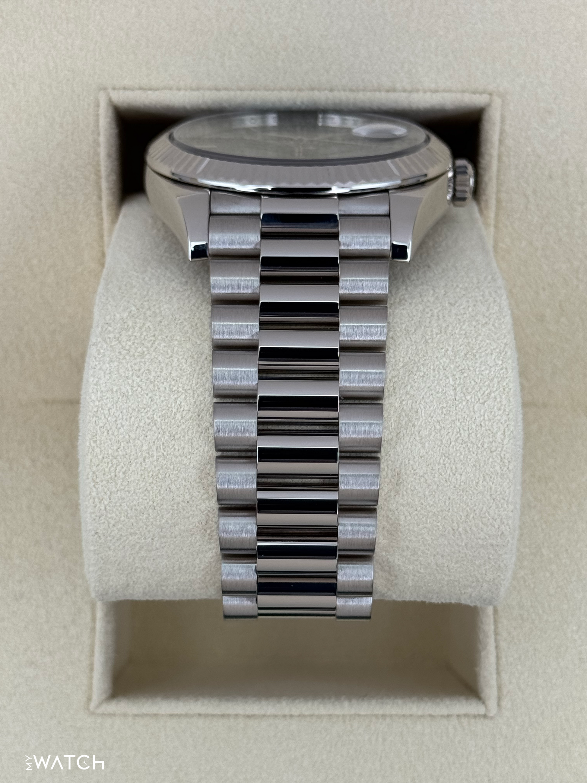 2022 Rolex Day-Date 40mm 228239 White Gold Olive Dial - MyWatchLLC