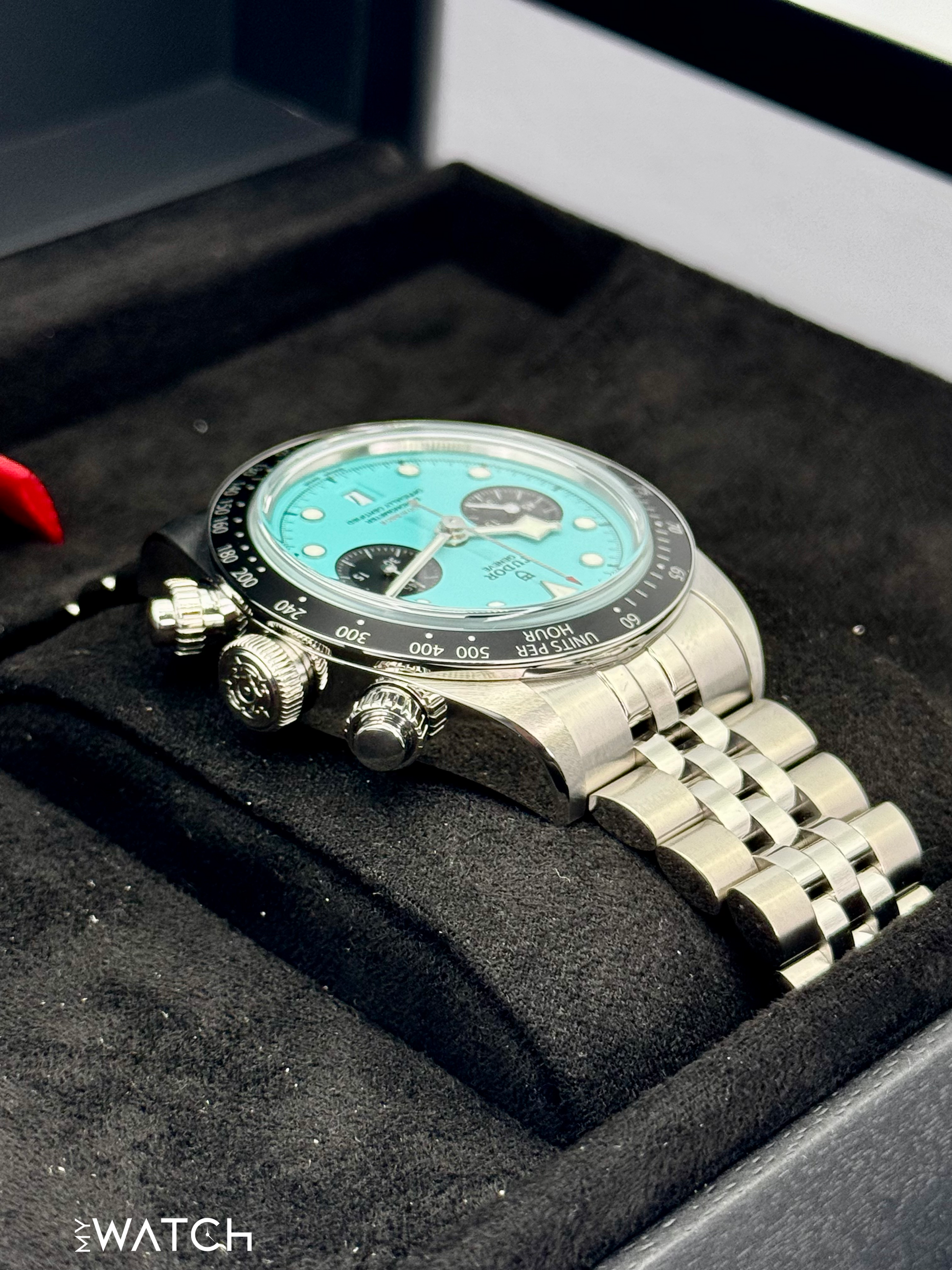 NEW 2025 Tudor Black Bay Chrono 41mm 79360N Flamingo Blue Dial - MyWatchLLC