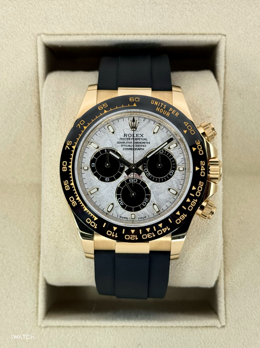 2022 Rolex Daytona 40mm 116518LN Oysterflex Yellow Gold Meteorite Dial - MyWatchLLC