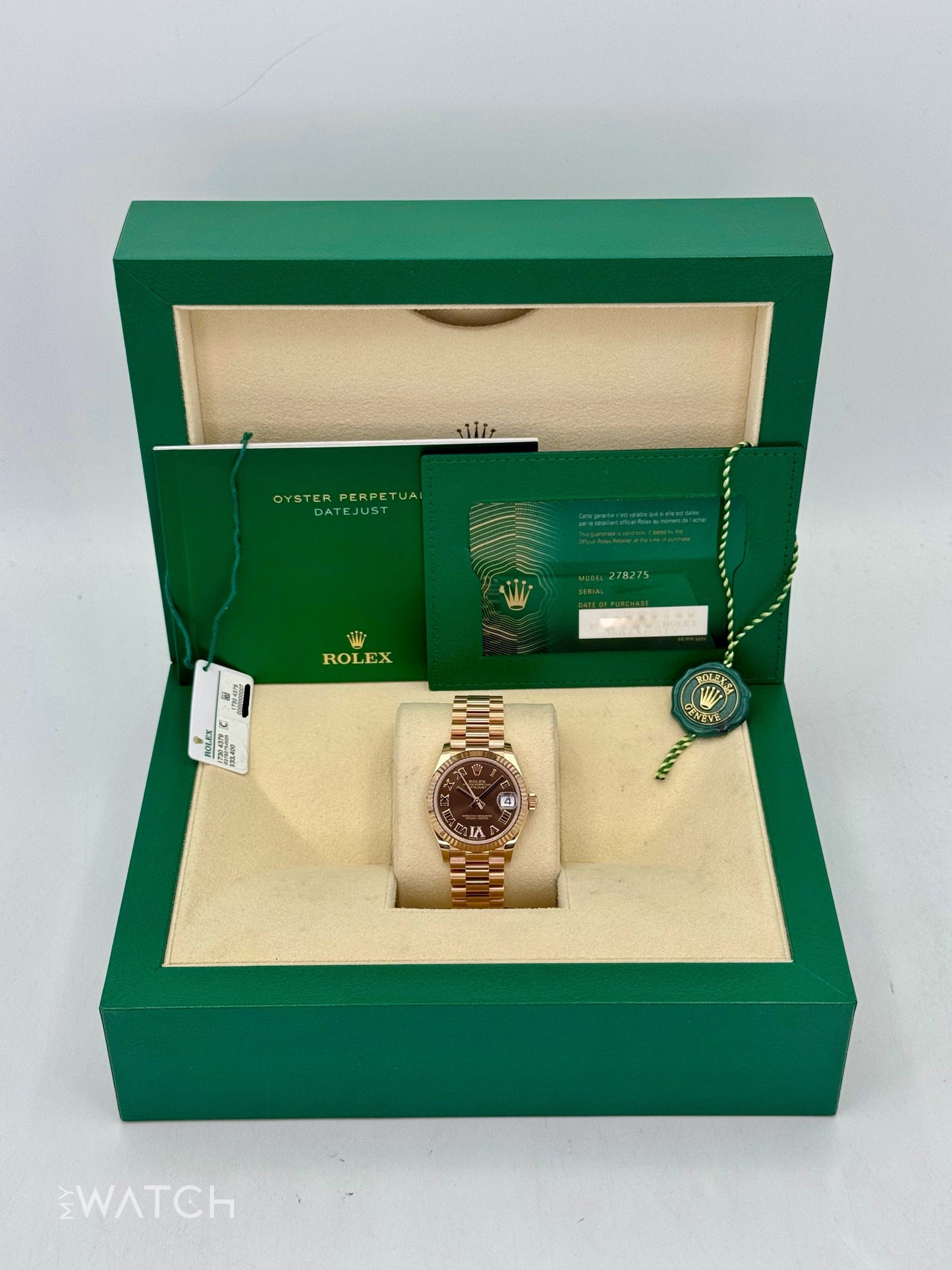 2022 Rolex Datejust 31mm 278275 Rose Gold Chocolate Diamond Dial - MyWatchLLC
