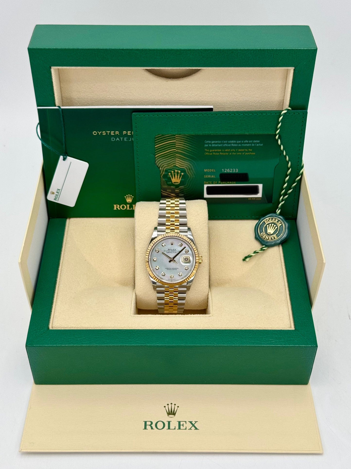 NEW 2024 Rolex Datejust 36mm 126233 Mother of Pearl Diamond Dial - MyWatchLLC