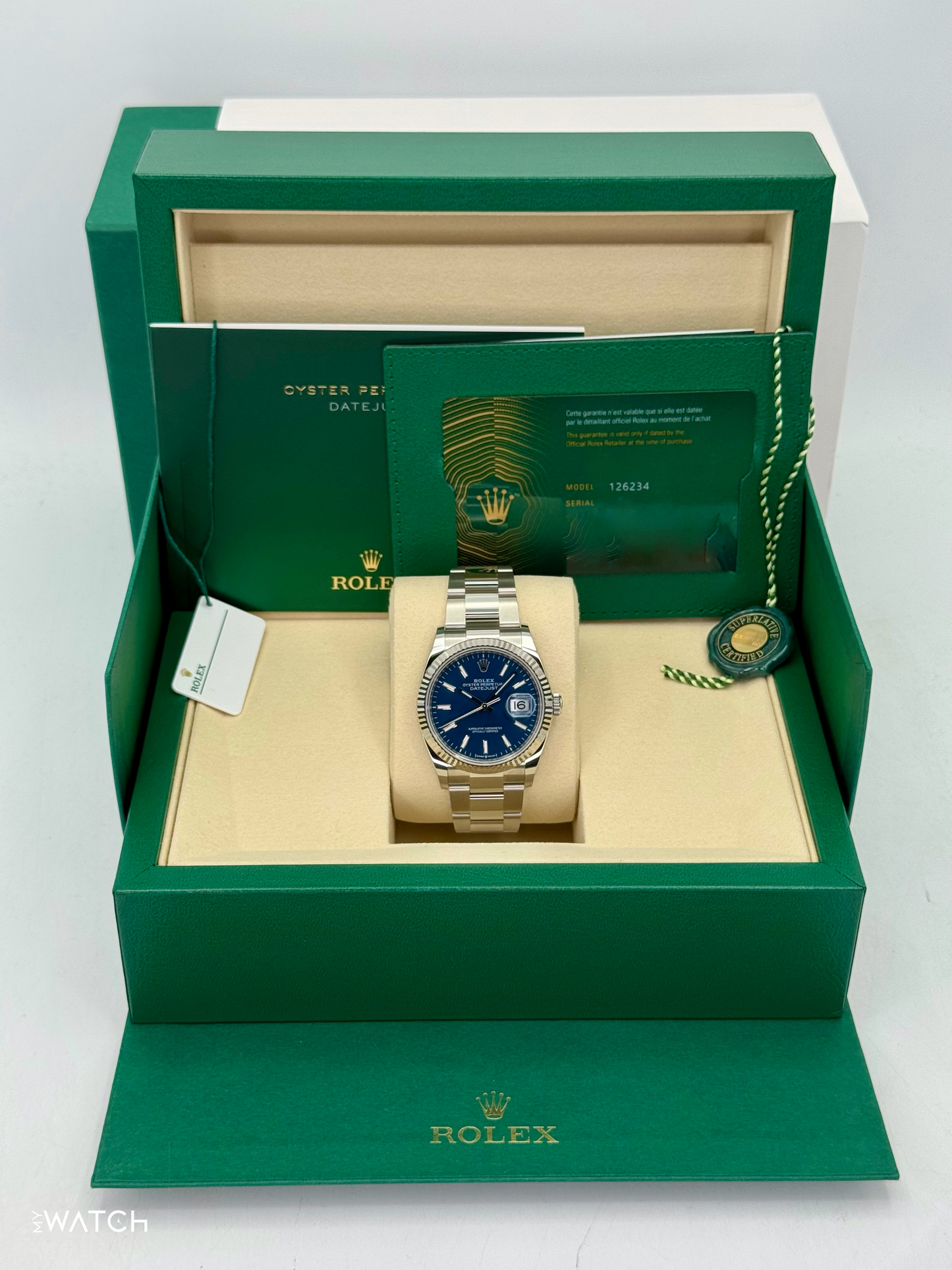 NEW 2025 Rolex Datejust 36mm 126234 Stainless Steel Oyster Blue Dial - MyWatchLLC