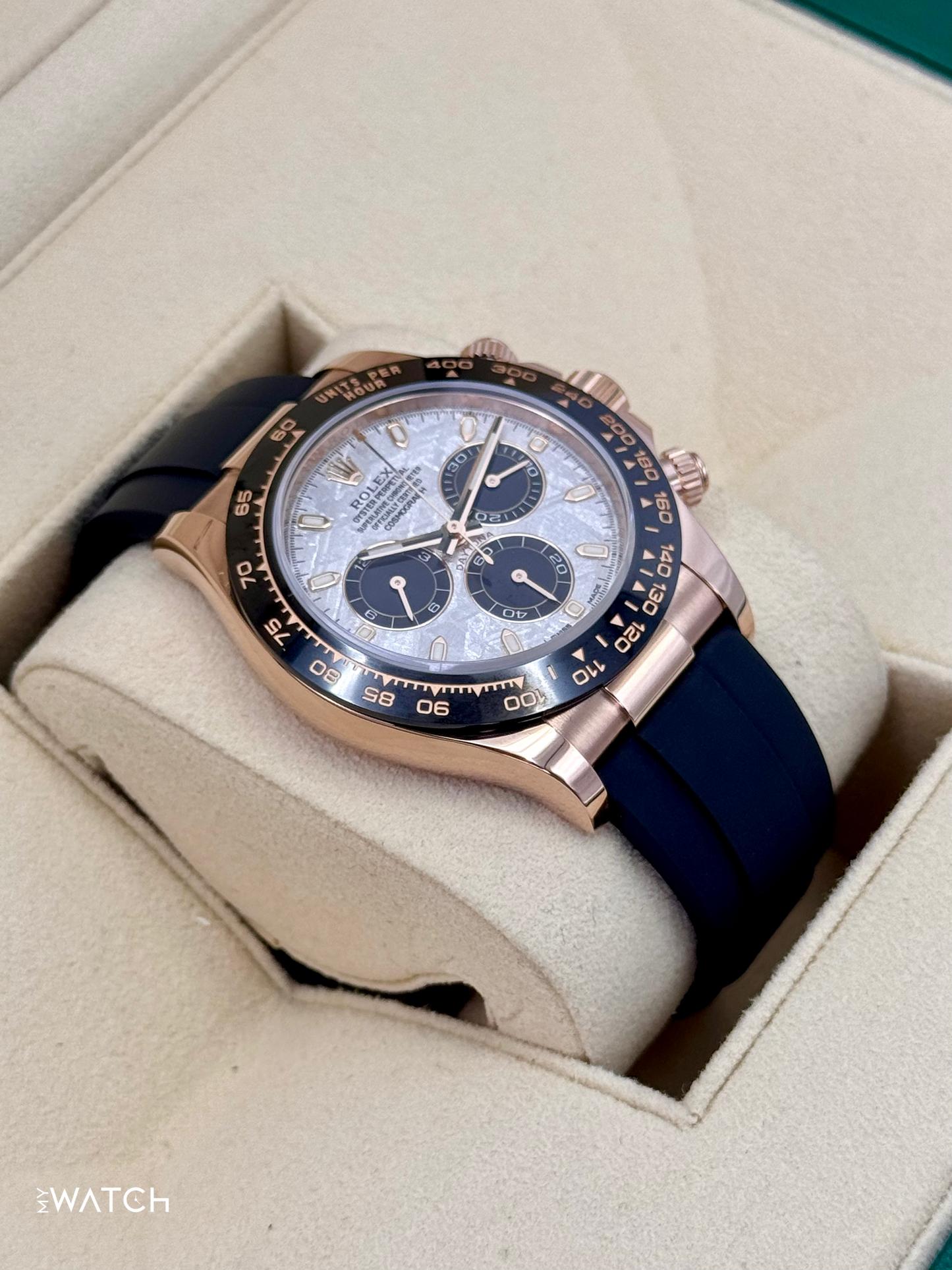 2022 Rolex Daytona 40mm 116515LN Rose Gold Oysterflex Meteorite Dial - MyWatchLLC