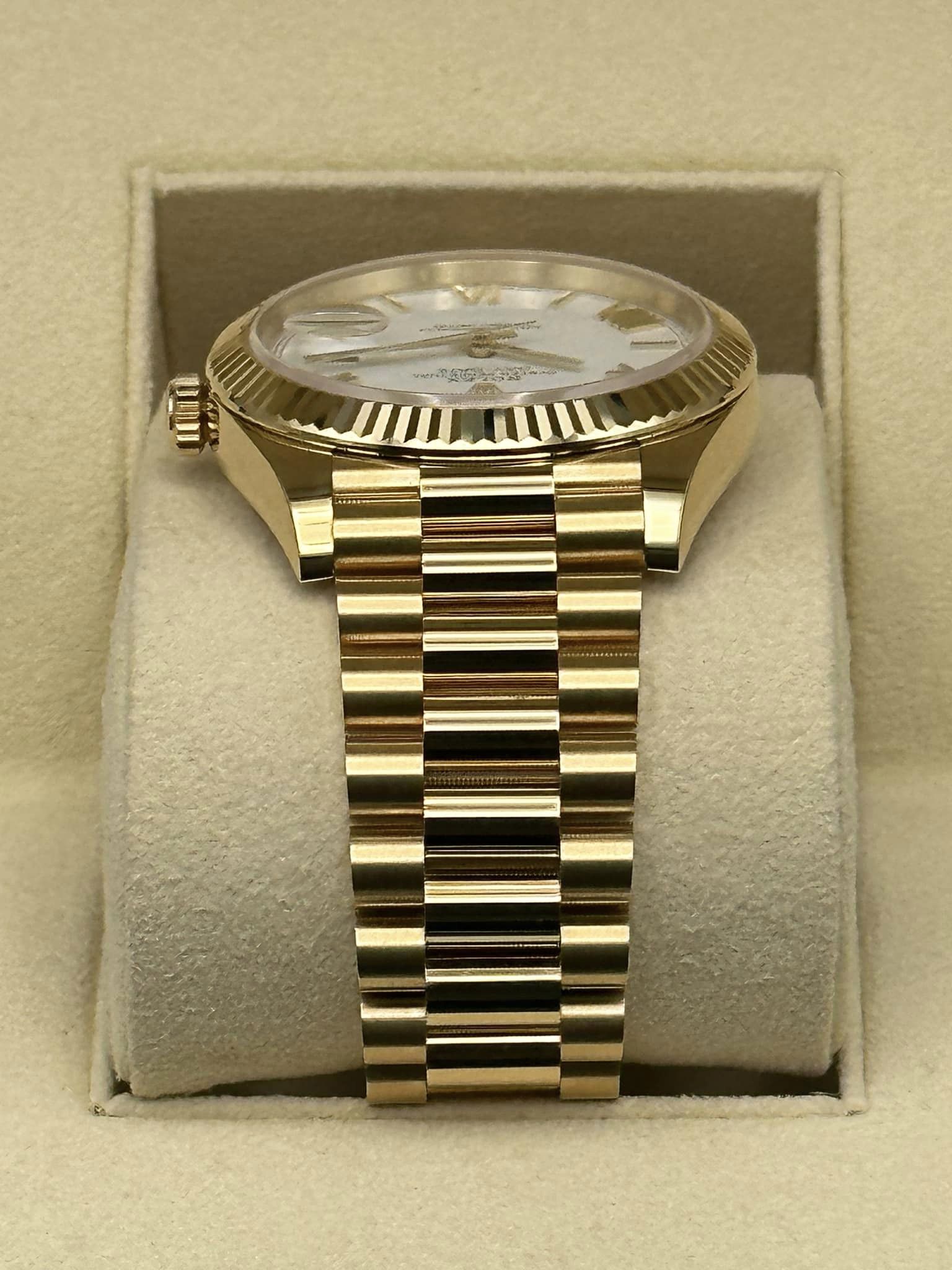 2019 Rolex Day-Date 40mm 228238 YG President White Roman Numeral Dial - MyWatchLLC