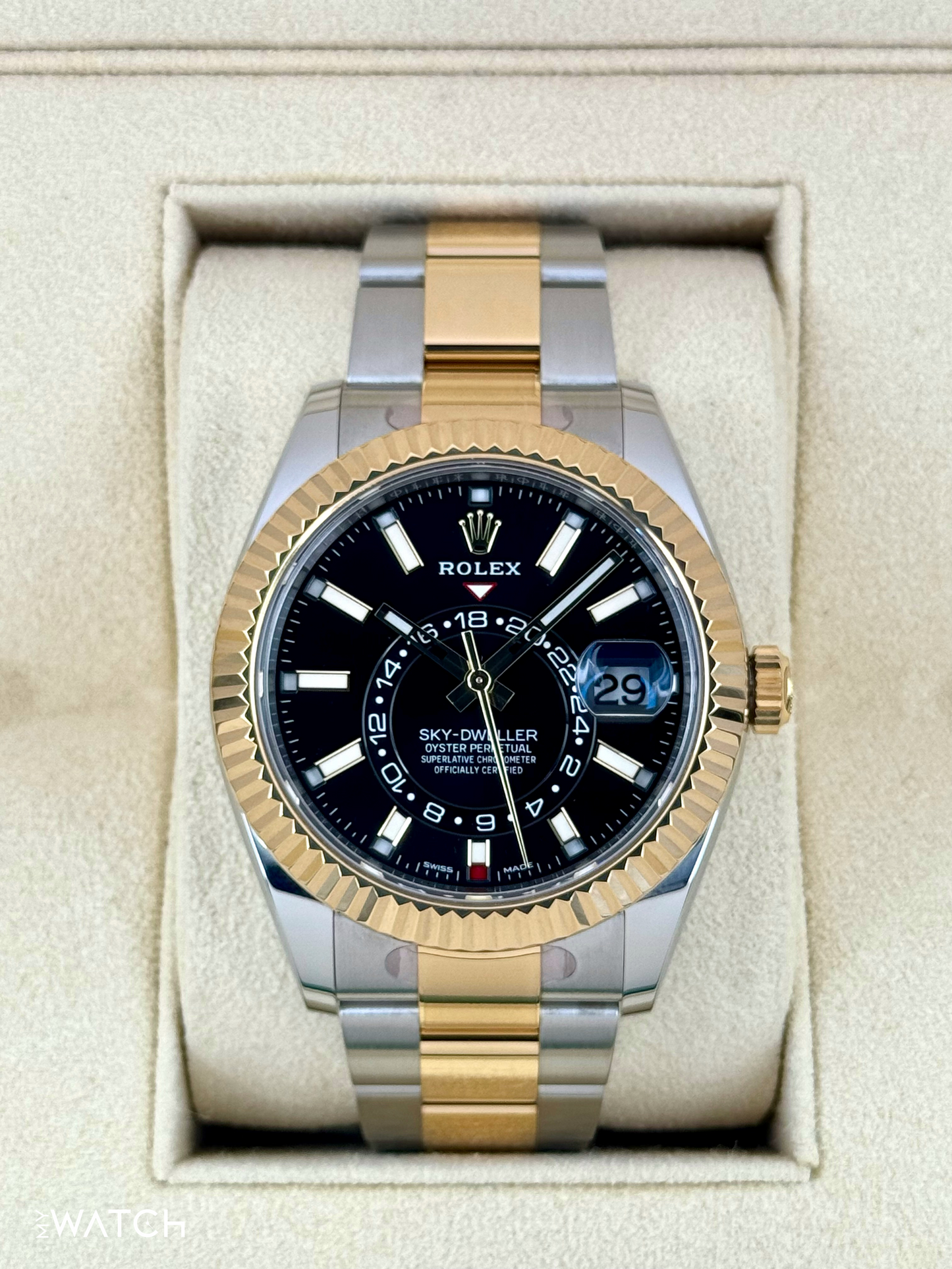 2022 Rolex Sky-Dweller 42mm 326933 Two-Tone Oyster Black Dial - MyWatchLLC