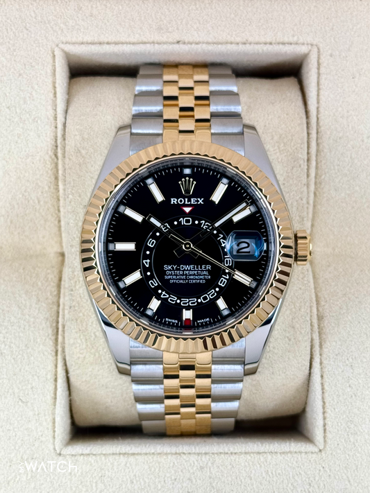 2022 Rolex Sky-Dweller 42mm 326933 Two-Tone Jubilee Black Dial - MyWatchLLC