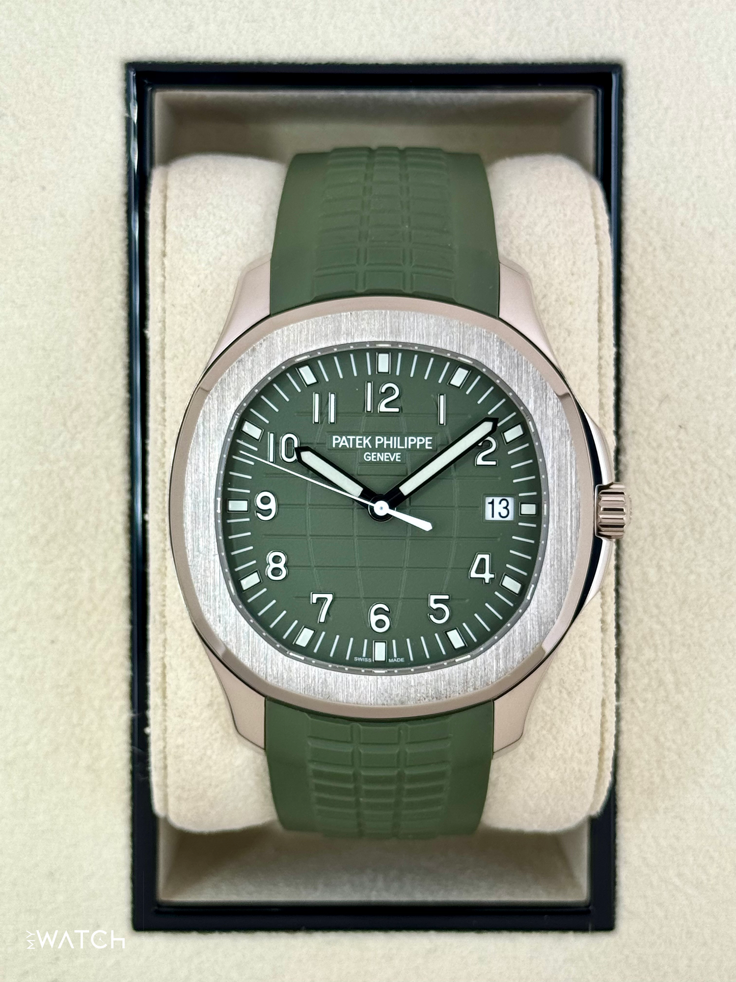 2022 Patek Philippe Aquanaut 5168G 42.2mm White Gold Green Dial - MyWatchLLC
