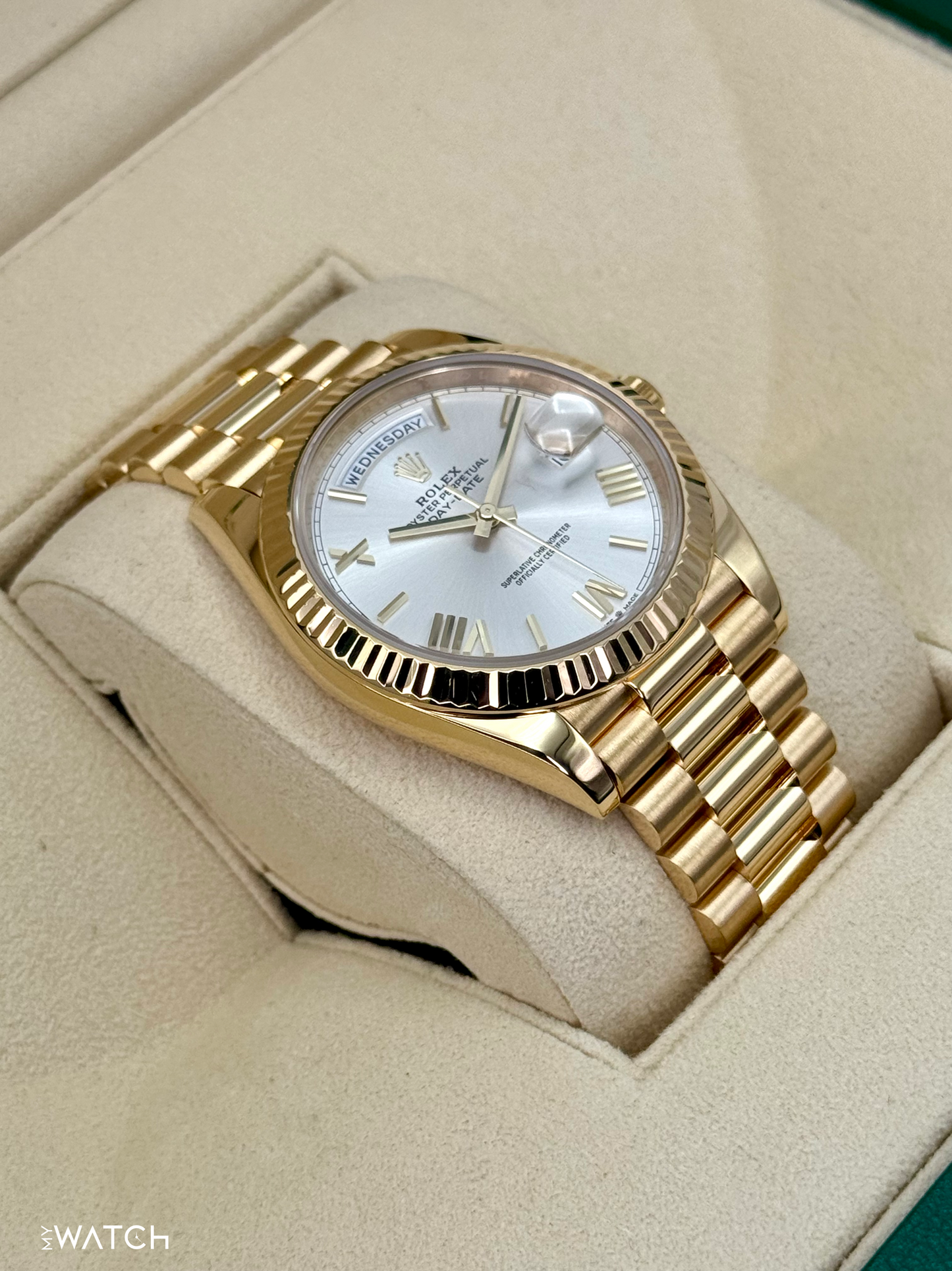 2023 Rolex Day-Date 40mm 228238 Presidential Silver Dial - MyWatchLLC