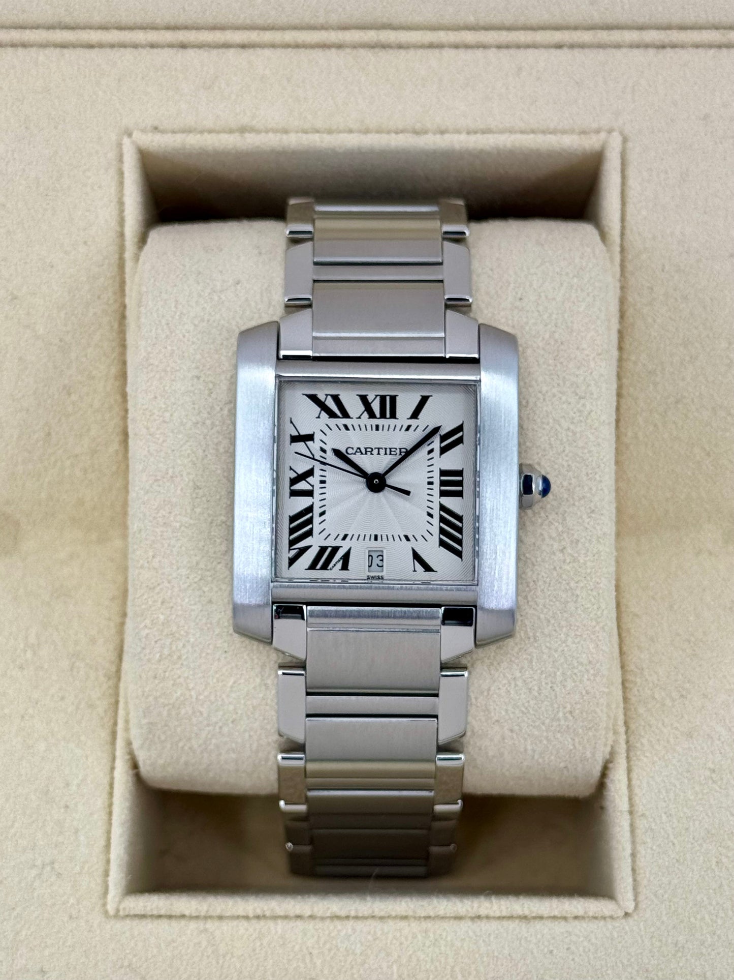 1999 Cartier Tank Francaise 28mm Stainless Steel White Dial - MyWatchLLC