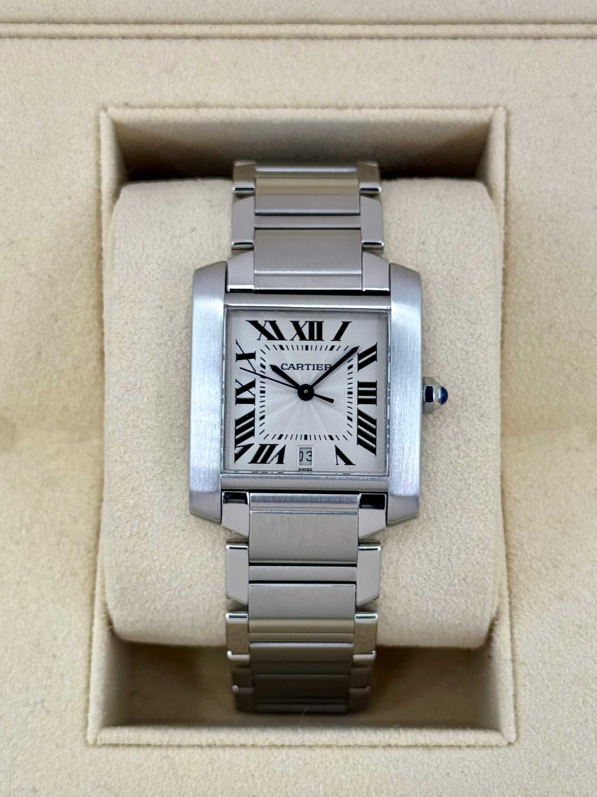 1999 Cartier Tank Francaise 28mm Stainless Steel White Dial - MyWatchLLC