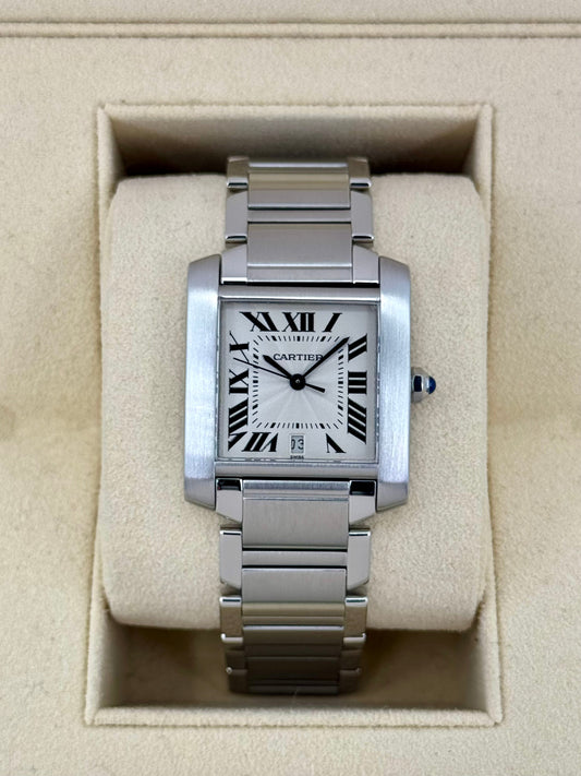 1999 Cartier Tank Francaise 28mm Stainless Steel White Dial - MyWatchLLC