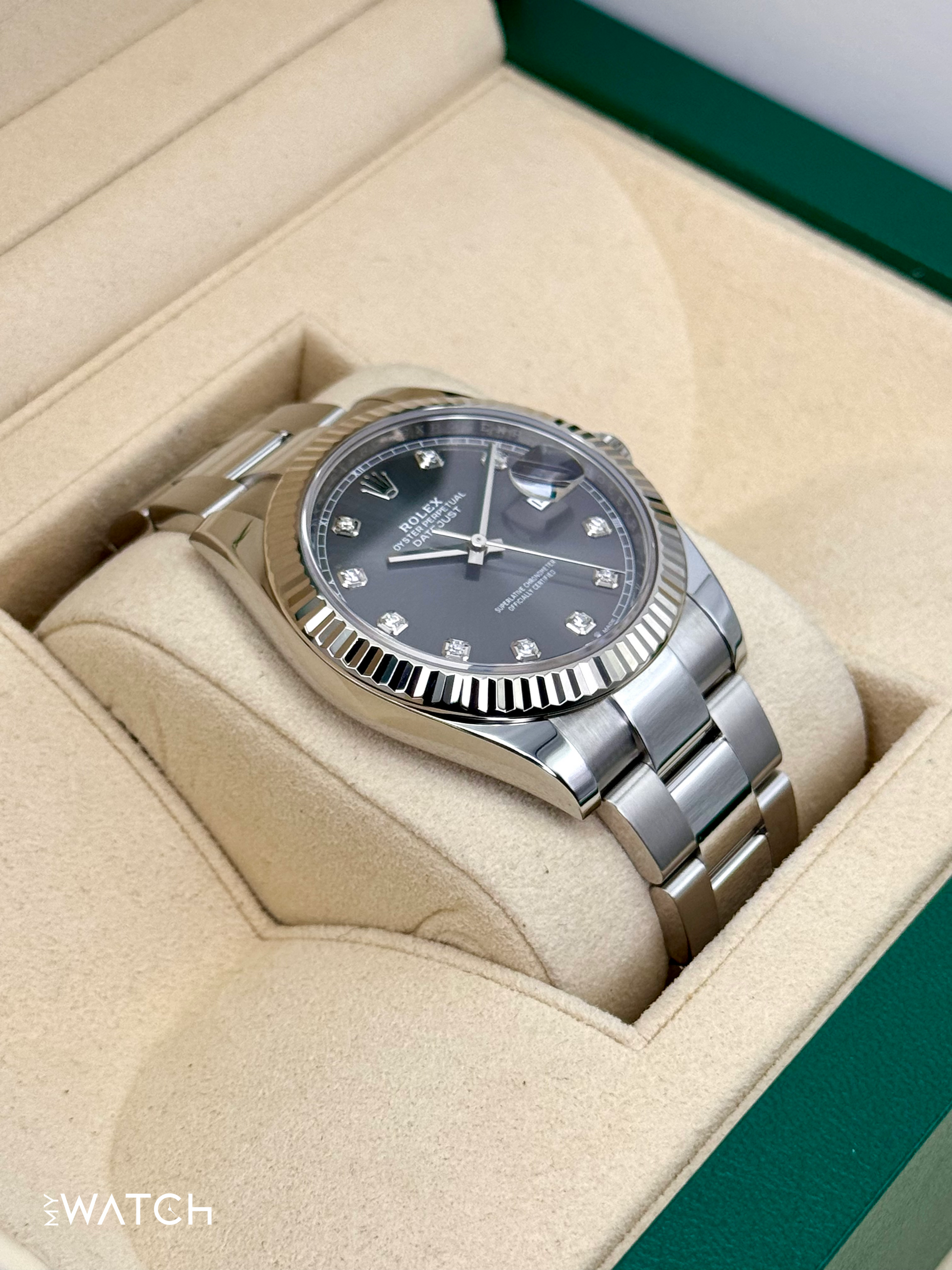 2022 Rolex Datejust 41mm 126334 Stainless Steel Oyster Rhodium Diamond Dial - MyWatchLLC