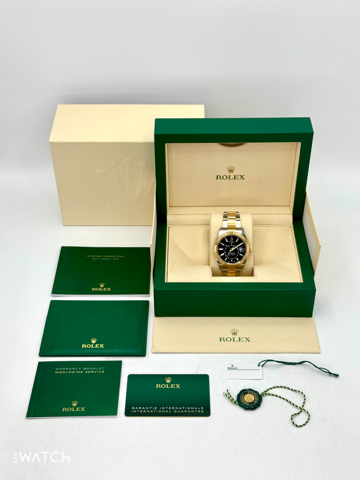 2022 Rolex Sky-Dweller 42mm 326933 Two-Tone Oyster Black Dial - MyWatchLLC