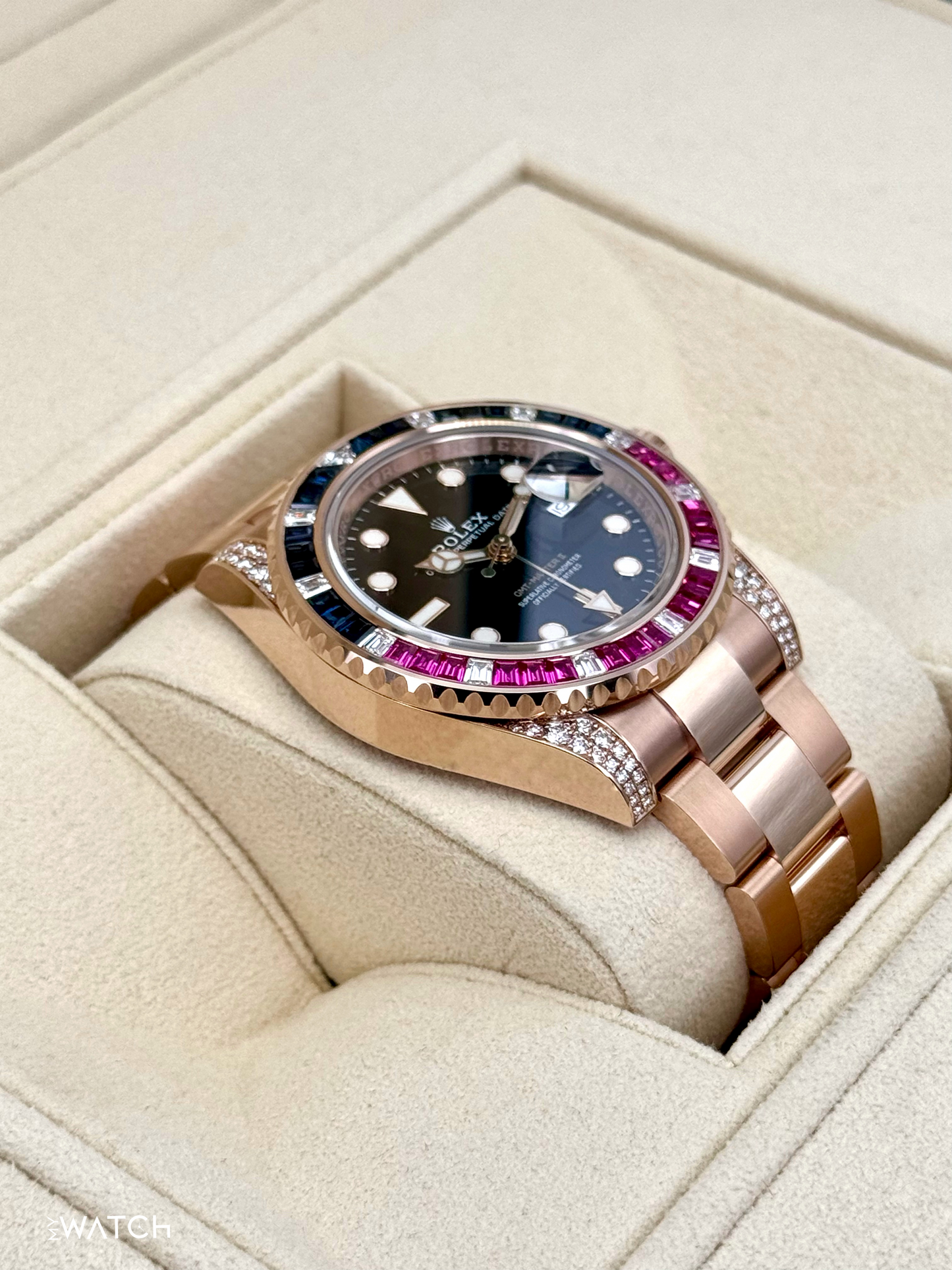 NOS 2021 Rolex GMT-Master II 40mm 126755SARU Pepsi Rose Gold Sapphire Ruby - MyWatchLLC