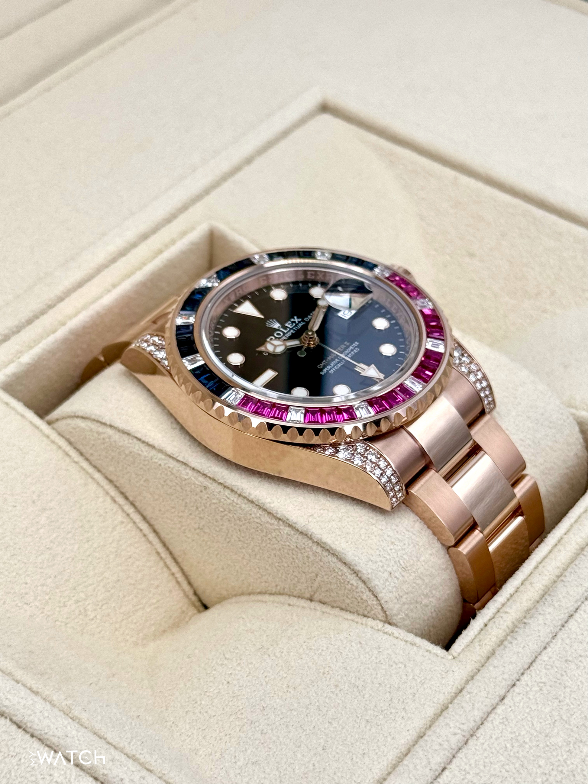 NOS 2021 Rolex GMT-Master II 40mm 126755SARU Pepsi Rose Gold Sapphire Ruby - MyWatchLLC