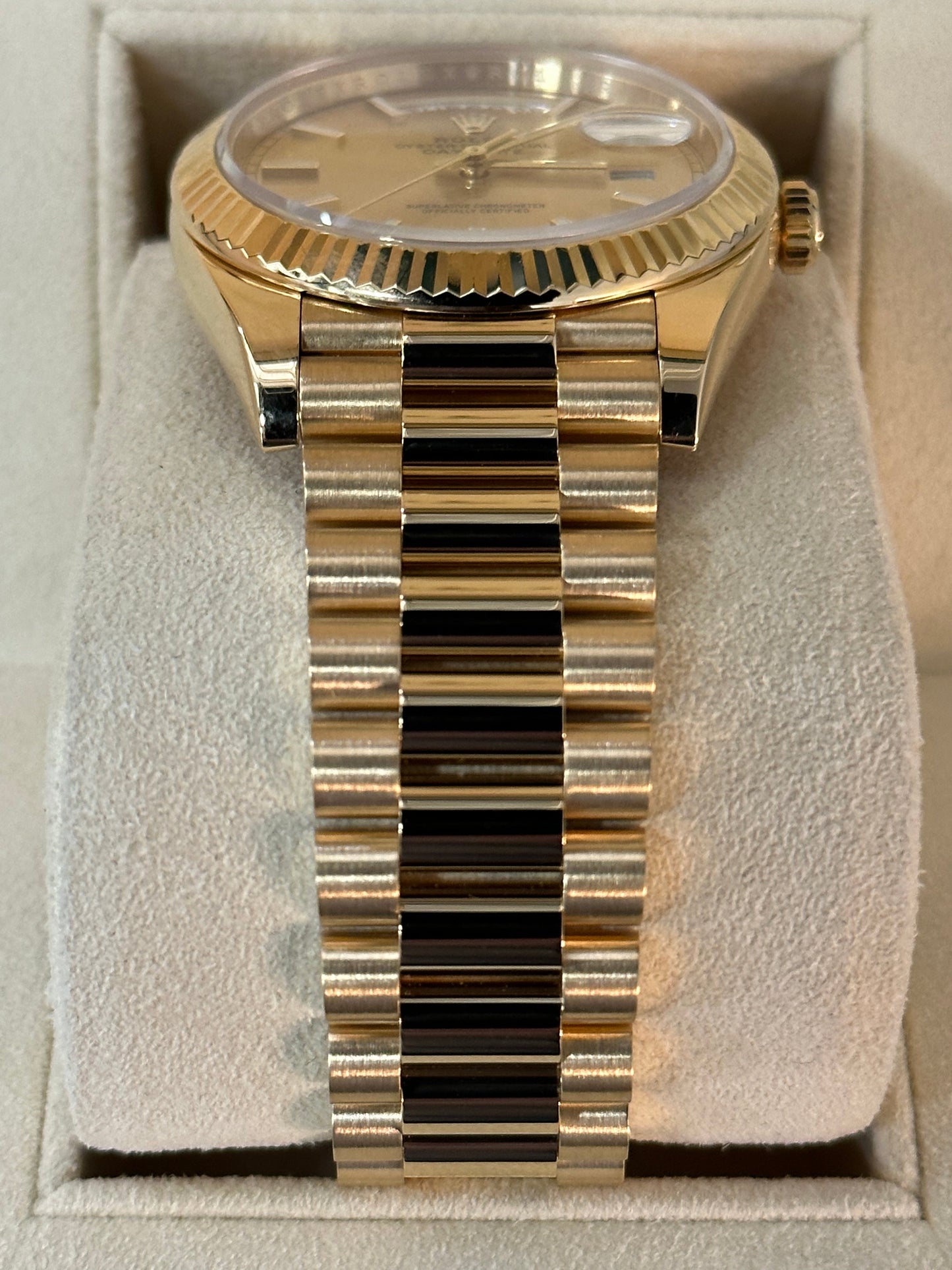 2016 Rolex Day-Date 40mm 228238 18ct Yellow Gold Champagne Stick Dial with Box & Papers - MyWatchLLC