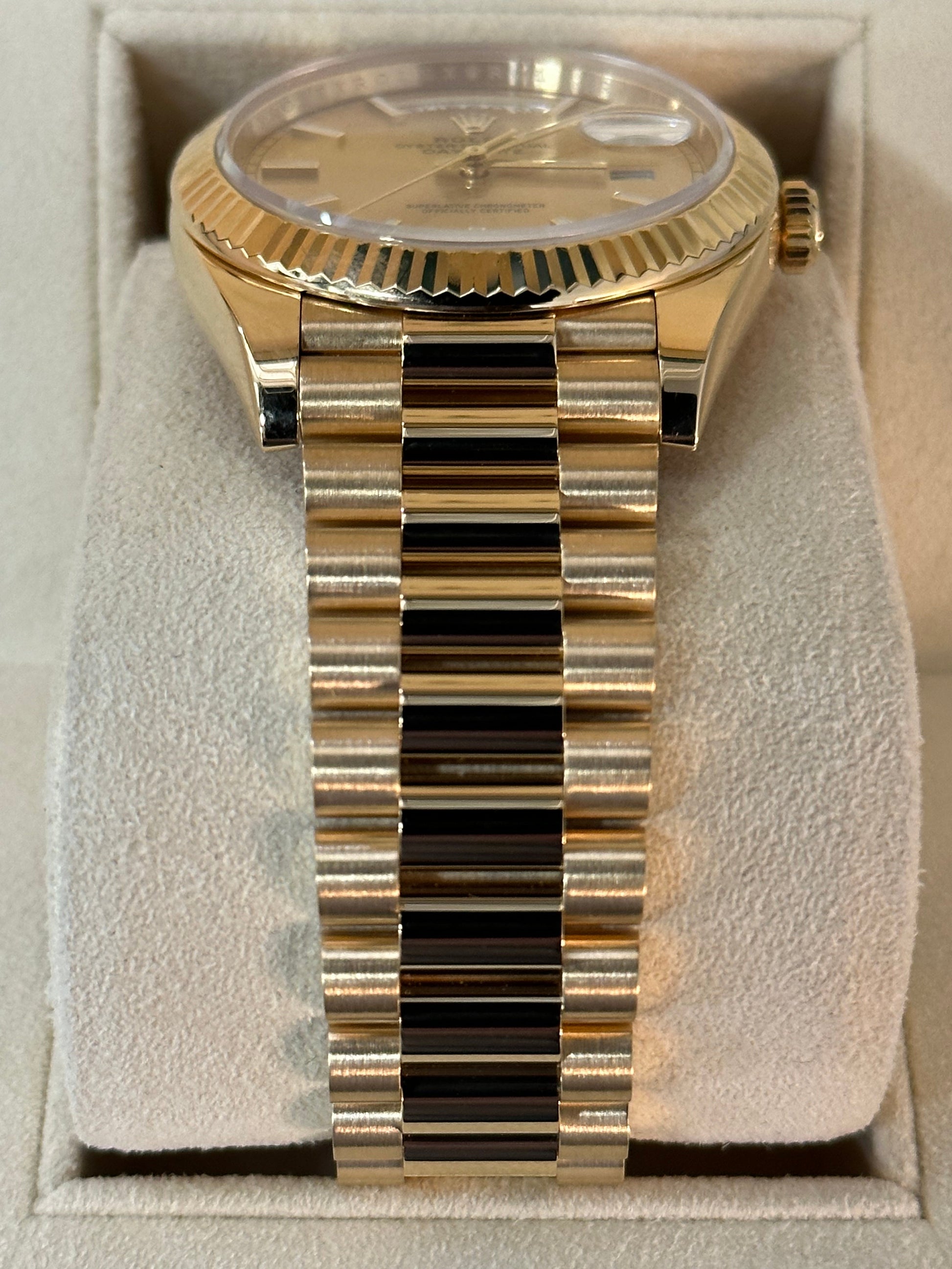 2016 Rolex Day-Date 40mm 228238 18ct Yellow Gold Champagne Stick Dial with Box & Papers - MyWatchLLC