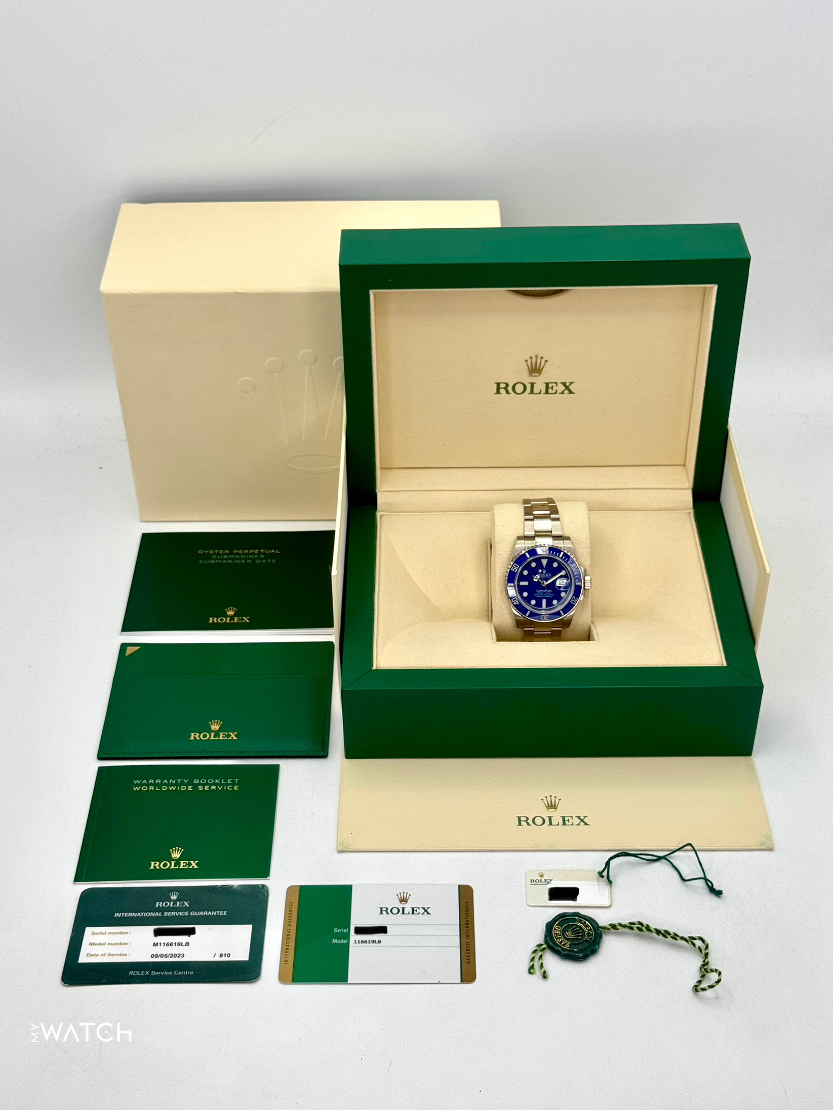 2018 Rolex Submariner "Smurf" 40mm 116619LB White Gold Blue Dial - MyWatchLLC