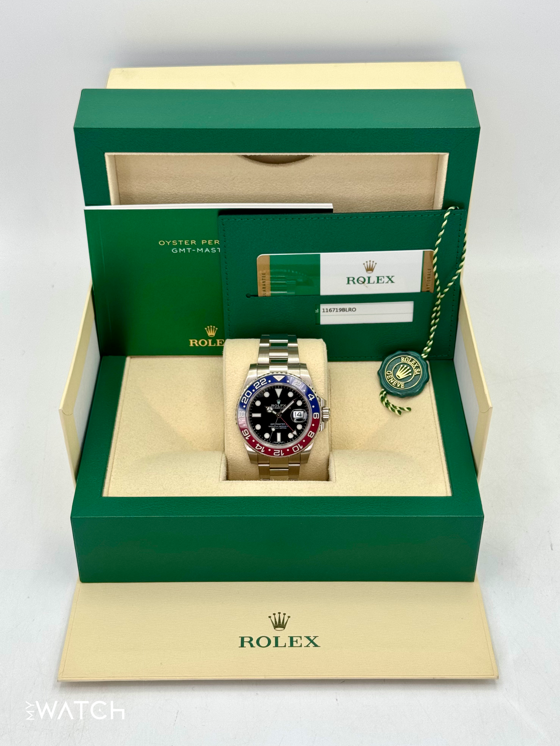 2016 Rolex GMT-Master II "Pepsi" 40mm 116719BLRO White Gold Black Dial - MyWatchLLC