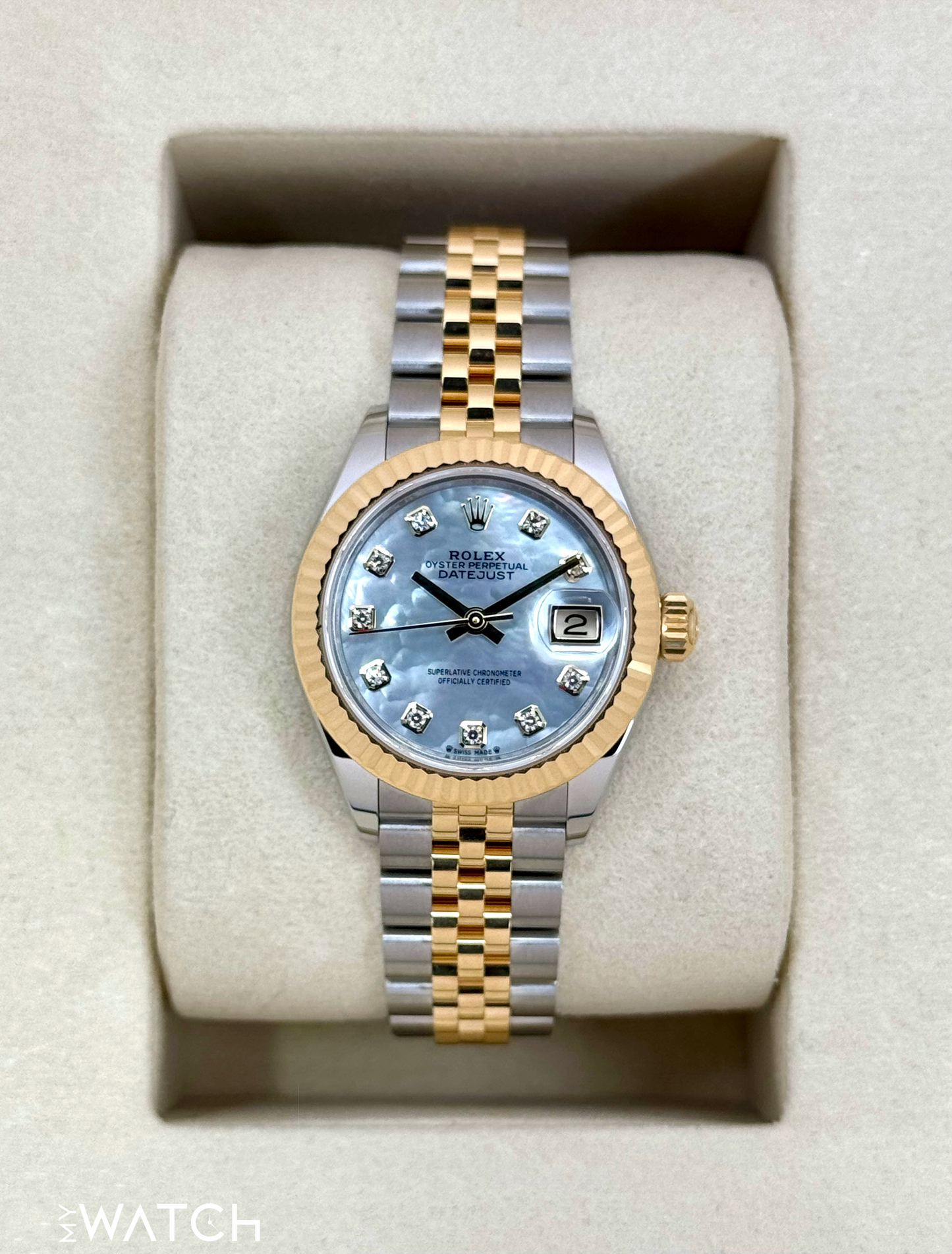 NEW 2025 Rolex Lady Datejust 28mm 279173 Jubilee MOP Diamond Dial - MyWatchLLC