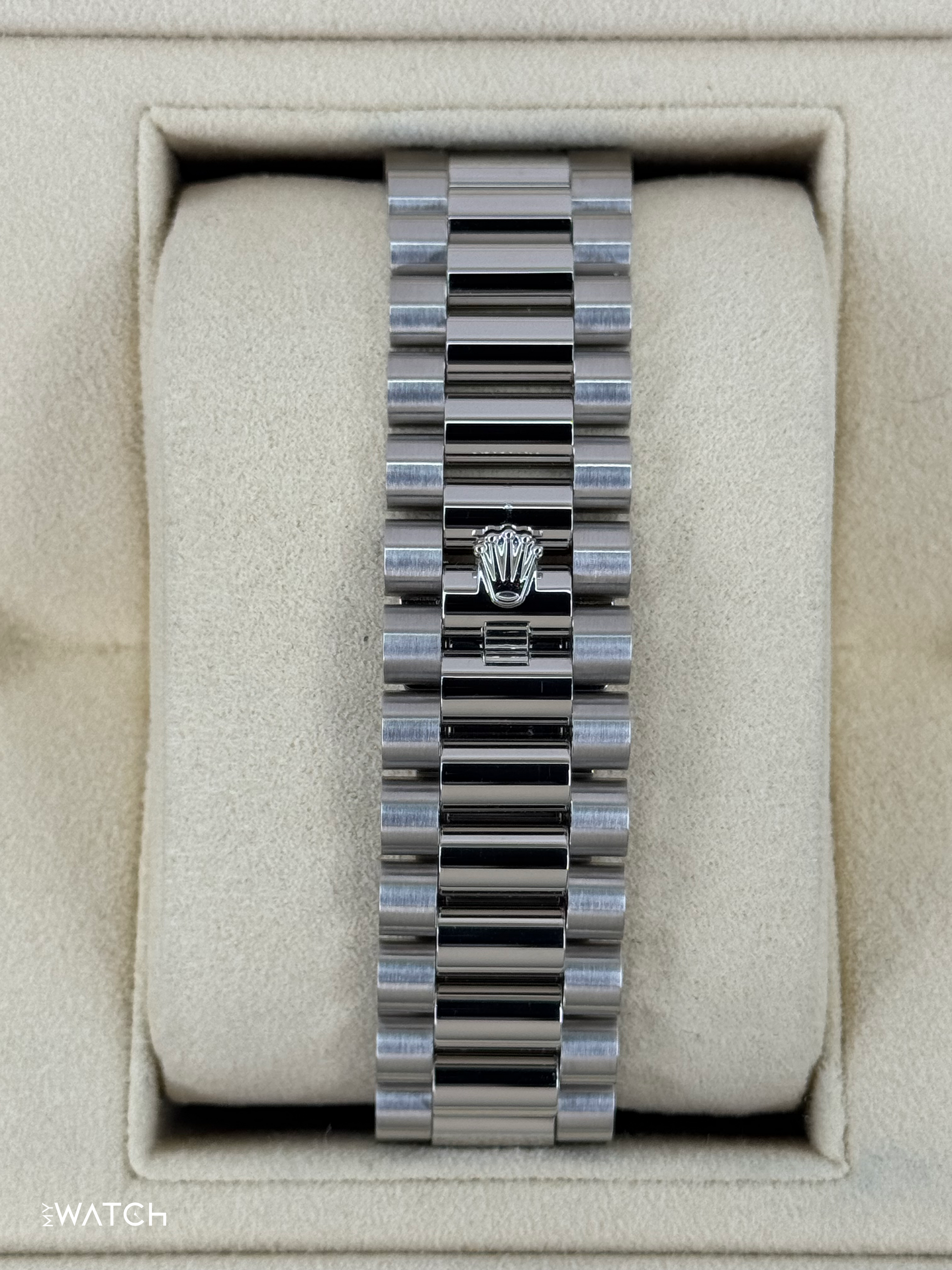 2024 Rolex Day-Date 40mm 228206 Platinum Blue Motif Dial - MyWatchLLC