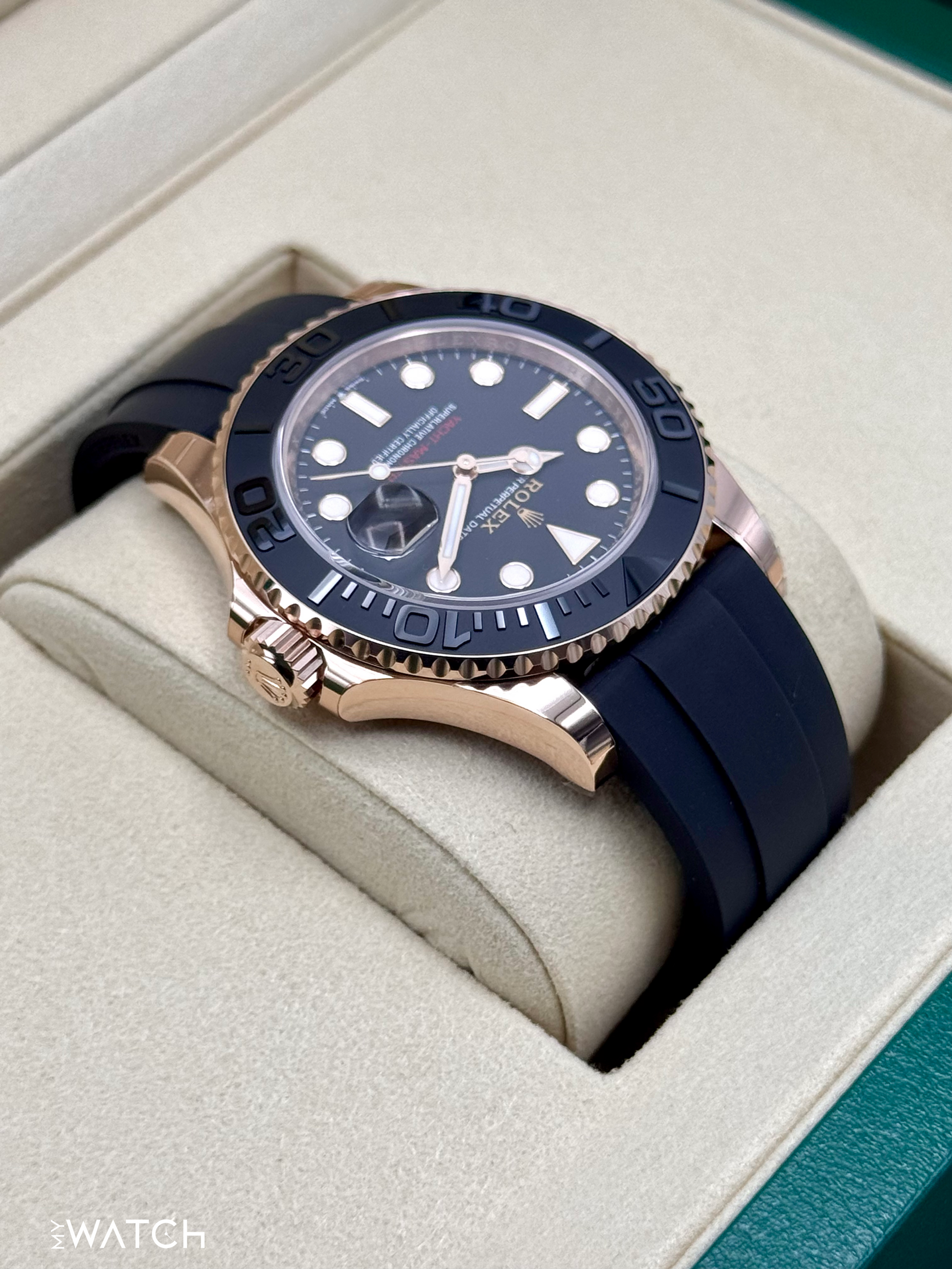 New 2025 Rolex Yacht-Master 40mm 126655 Rose Gold Oysterflex Black Dial - MyWatchLLC